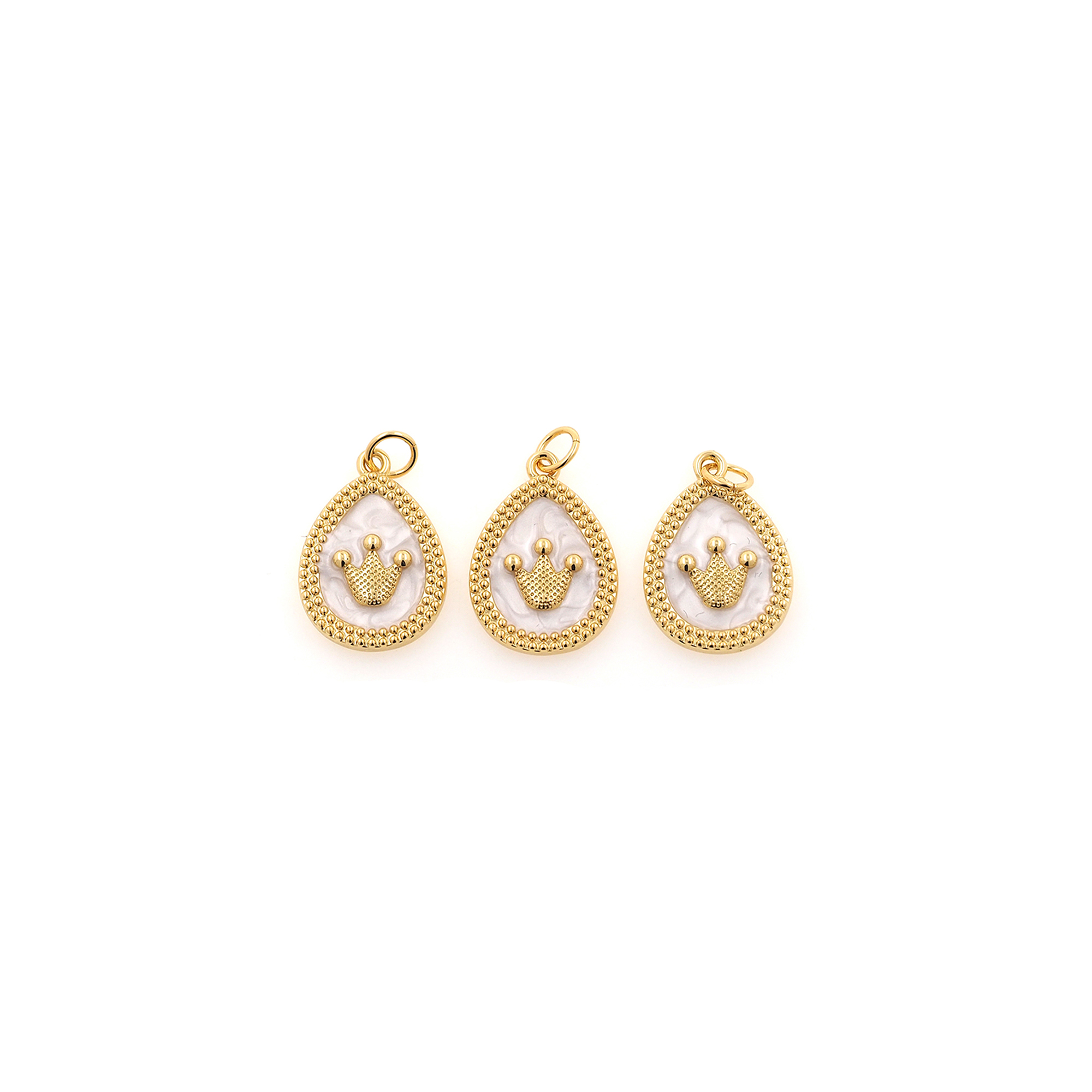 18K Gold Filled Crown Pendant,Enamel Crown Charm Earrings Necklace for DIY Jewelry Making Supply