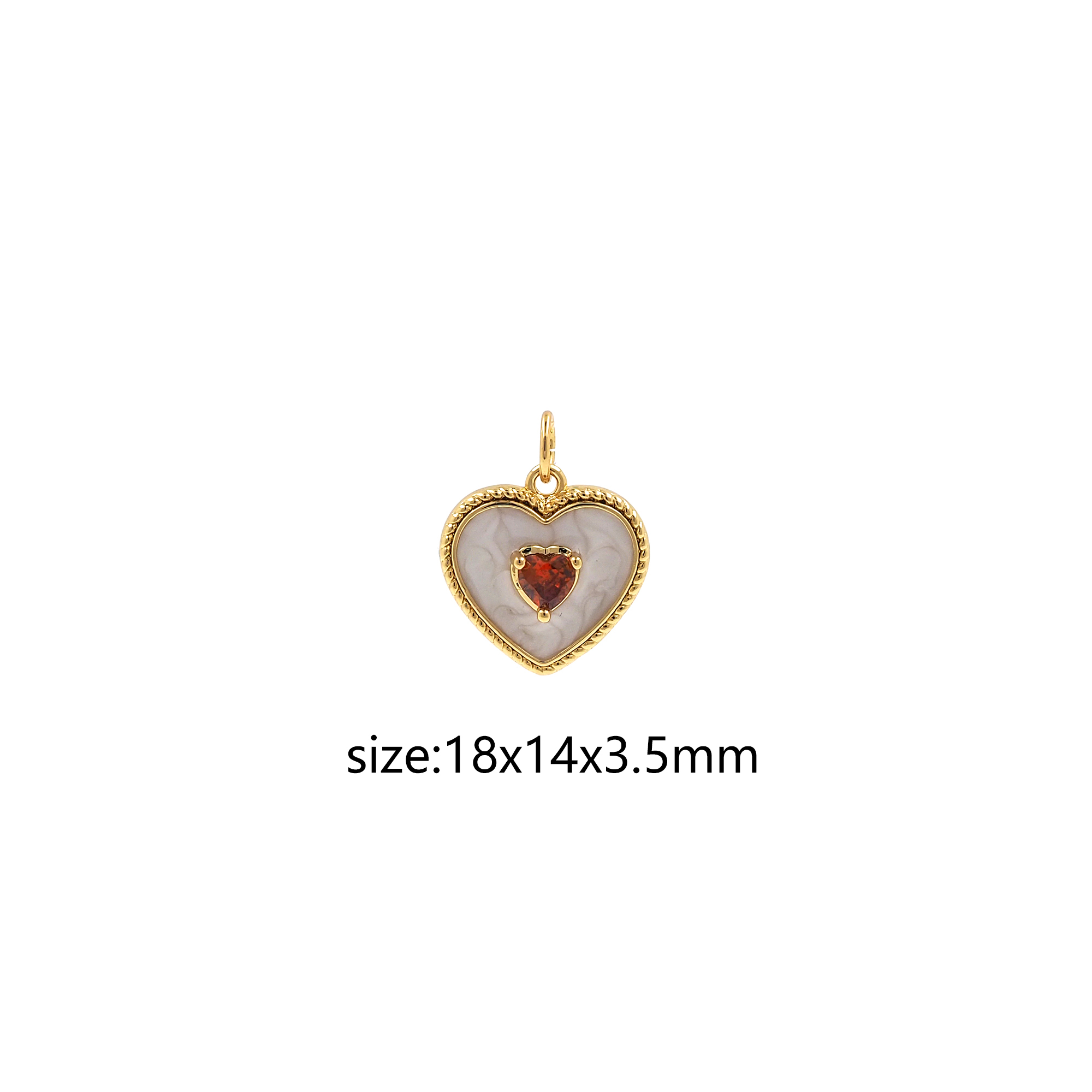 18K Gold Filled Heart Pendant,Enamel Heart Charm Earrings Necklace for DIY Jewelry Making Supply
