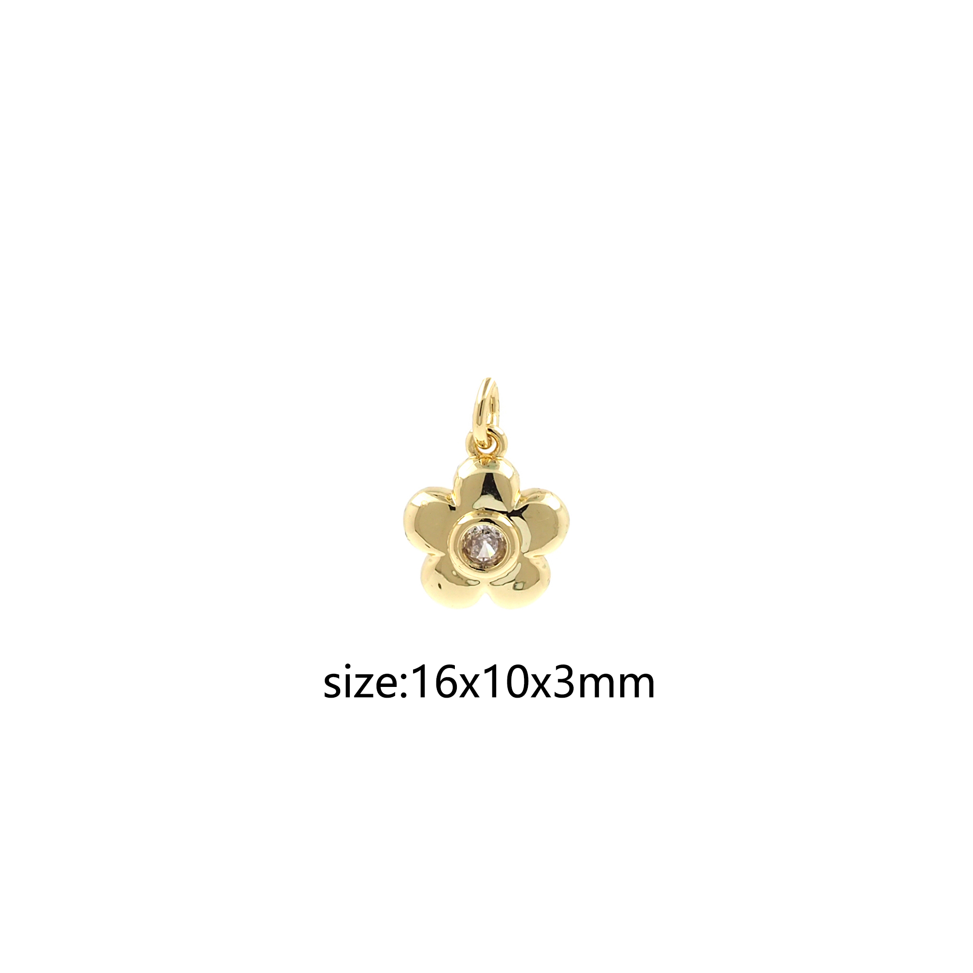 18K Gold Filled Flower Pendant,CZ Micro Pave Flower Charm Earrings Necklace for DIY Jewelry Making Supply