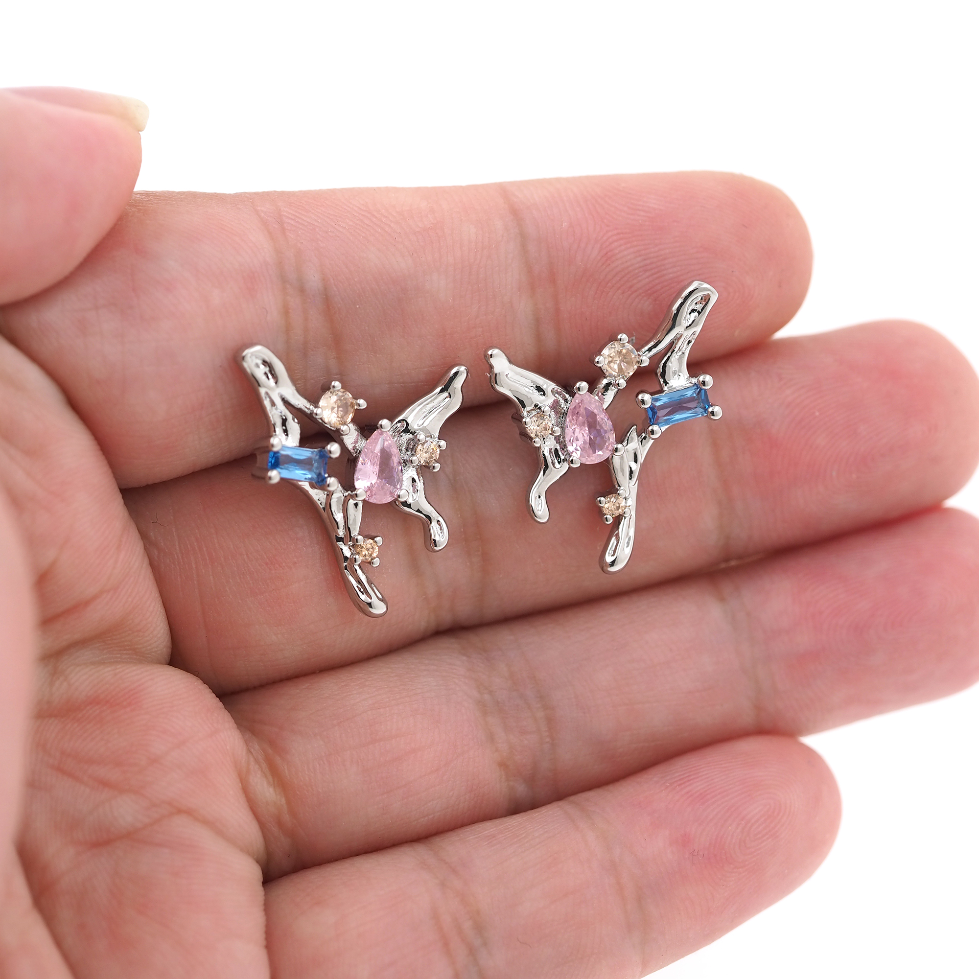 18K Gold Filled Dancer Stud Earrings,CZ Micro Pave Dancer Earrings,Dainty Earrings,Minimalist Earring,Gift for Wife