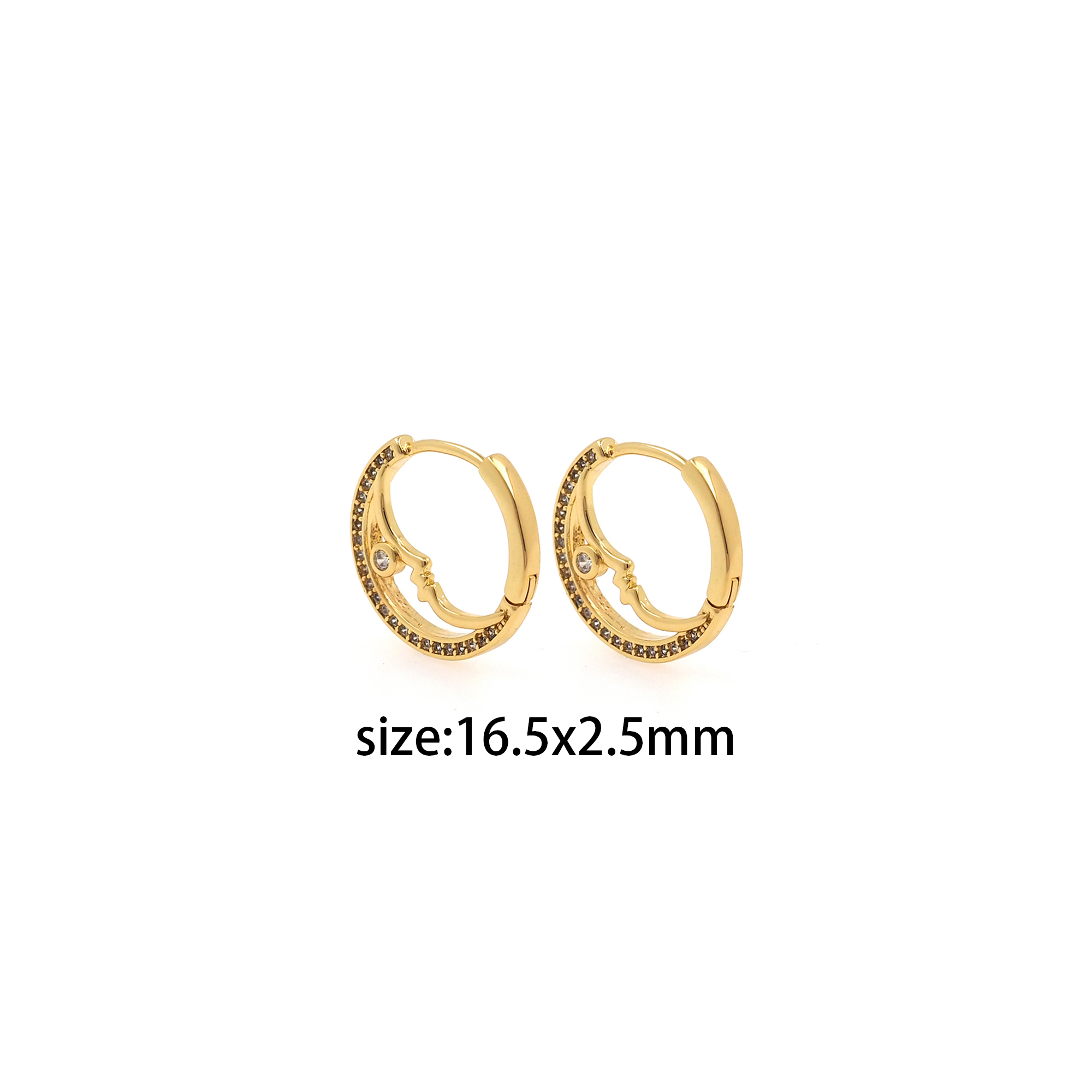 18K Gold Filled Moon Hoop Earrings,Celestial Hoops,CZ Moon Hoops,Minimalist Earrings,Gold Hoops