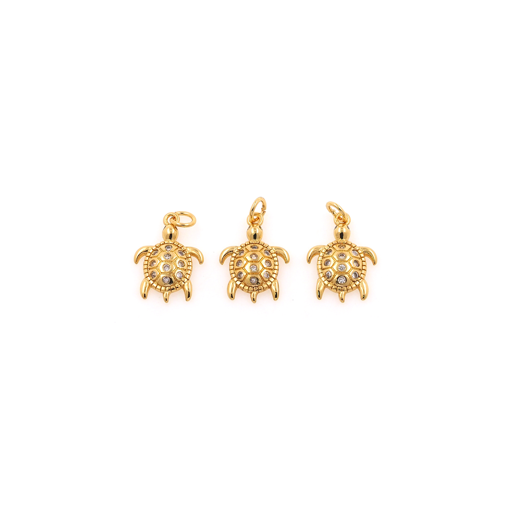 18K Gold Filled Turtle Pendant,CZ Micro Pave Turtle Charm Earrings Necklace for DIY Jewelry Making Supply