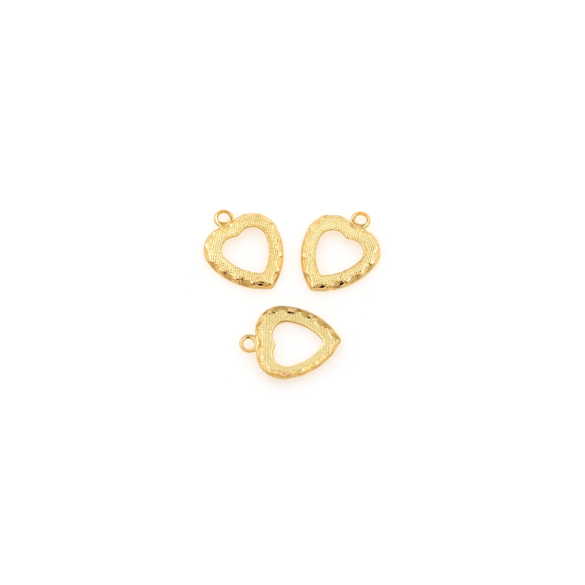 18K Gold Filled Heart Pendant,Dainty Heart Charm Earrings Necklace for DIY Jewelry Making Supply