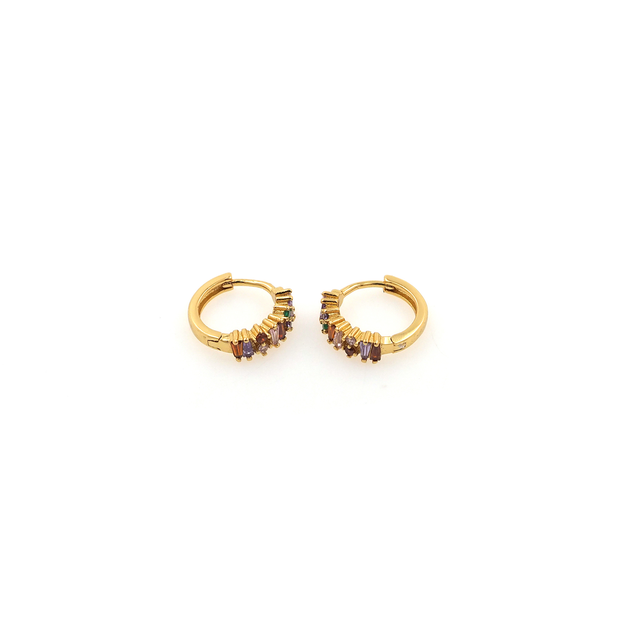 18K Gold Filled Colorful Zirconia Hoop Earrings,Minimalist Hoops,Gold Hoops,Dainty CZ Hoops Huggie,Gift for Her