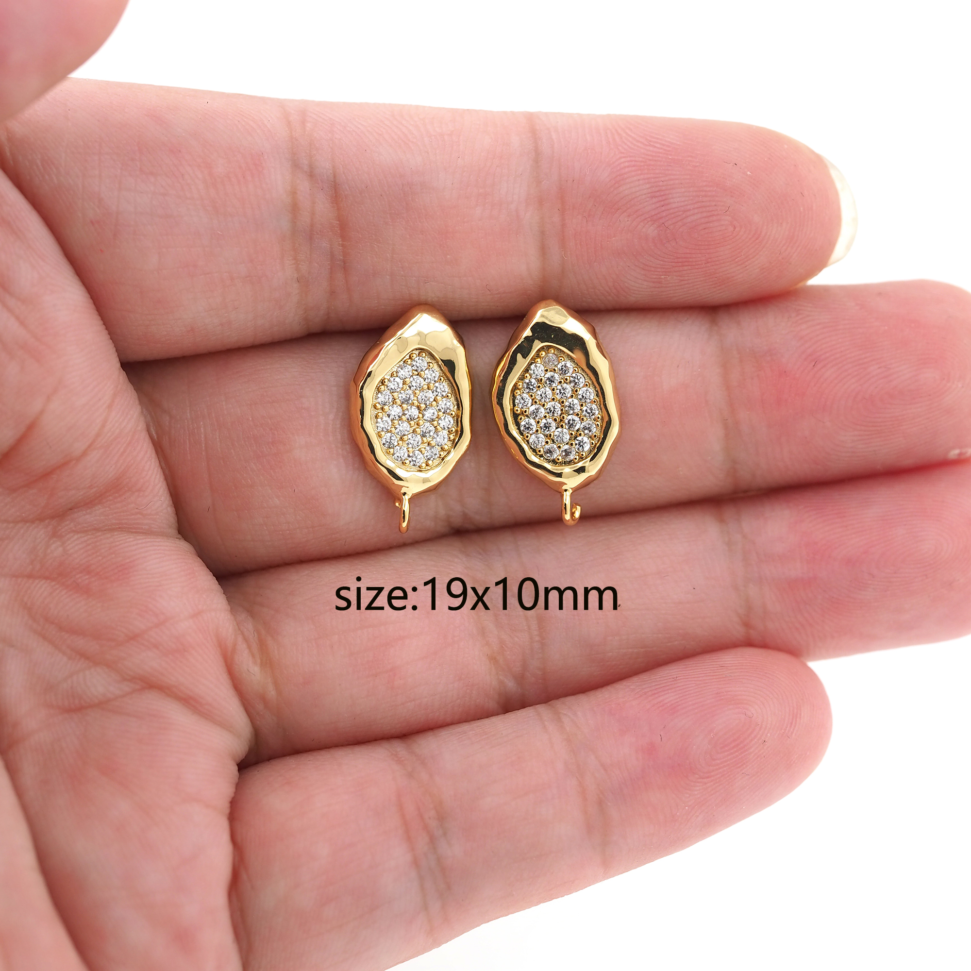 18K Gold Filled Geometry CZ Stud,Minimalist Stud Earrings,Dainty Earrings,Gold Stud,Dainty Earrings,DIY Jewelry Making Supply