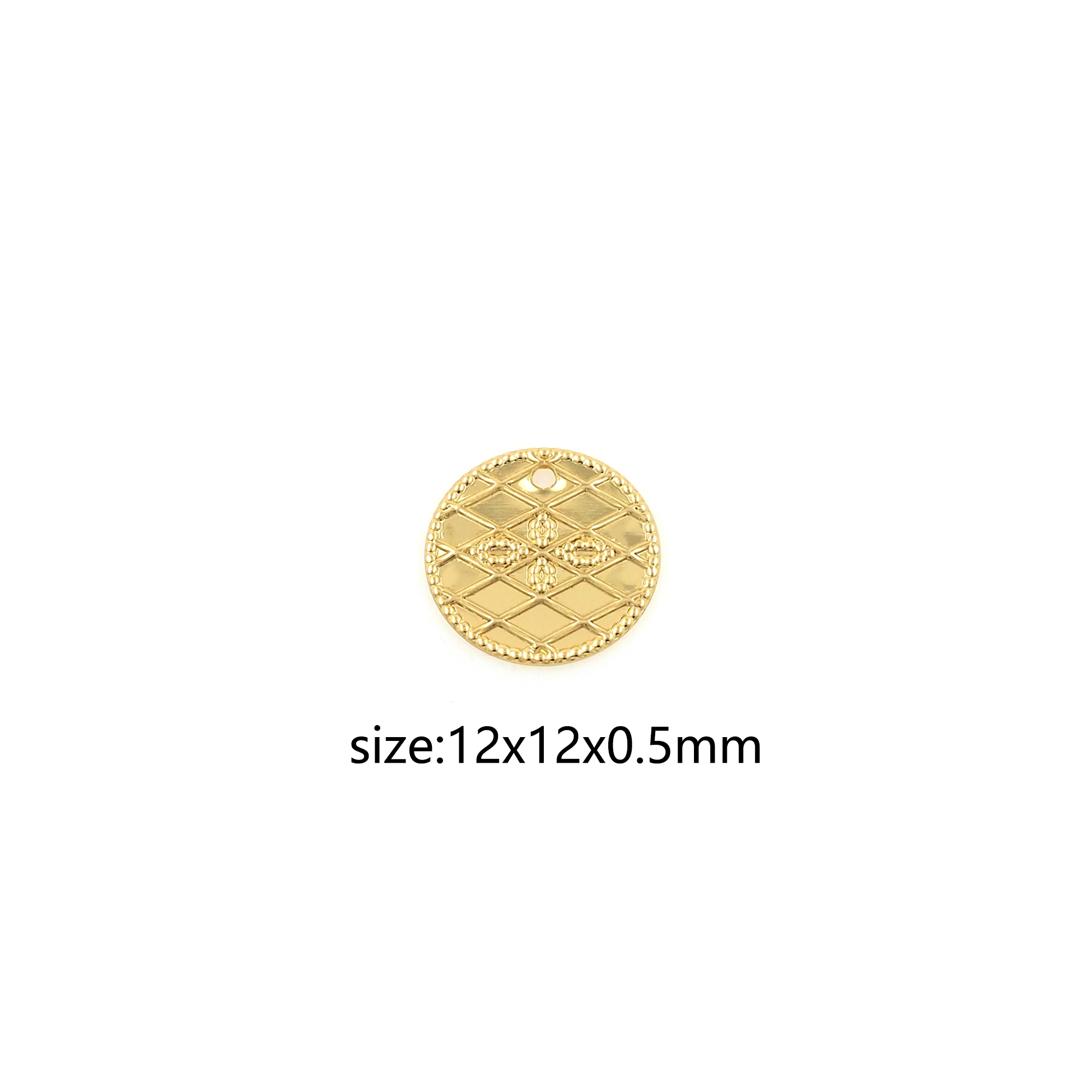18K Gold Filled Round Pendant,Dainty Disc Charm Earrings Necklace for DIY Jewelry Making Supply