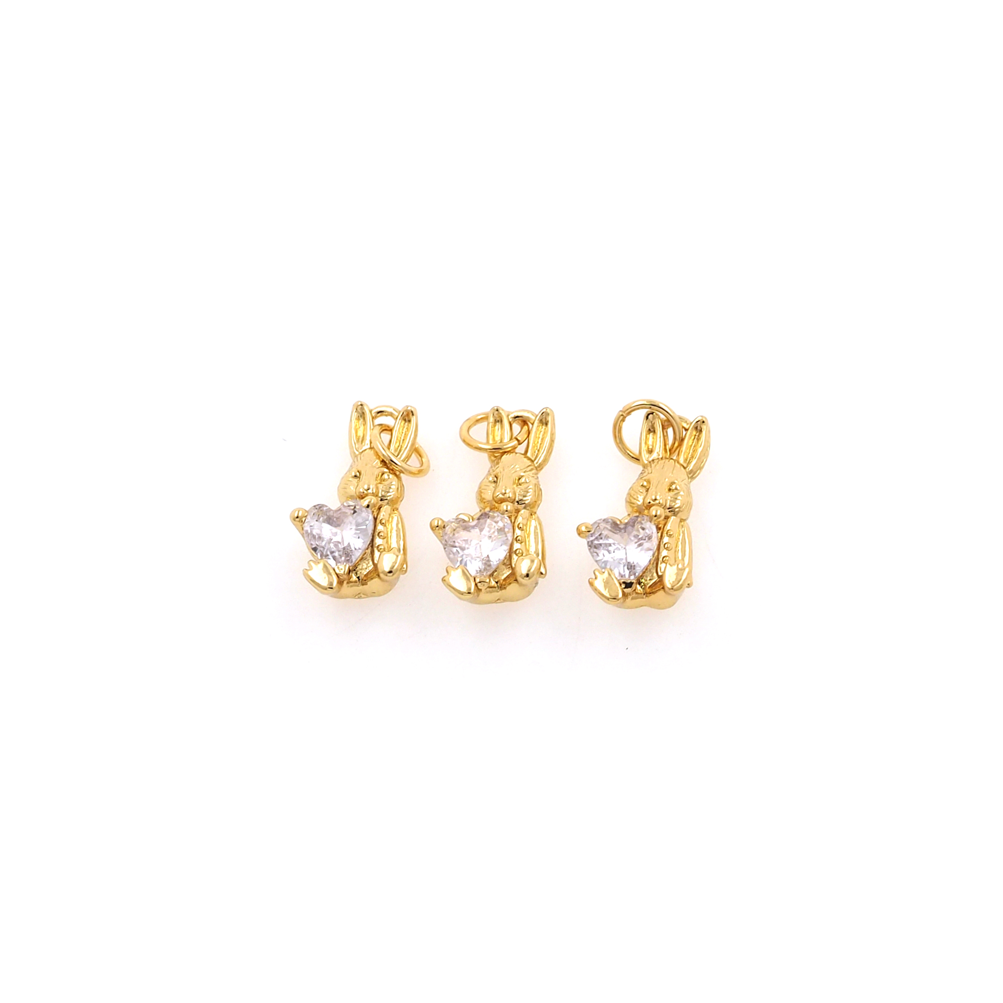 CZ Micor Pave Animal Pendant,18K Gold Filled Rabbit Charm Earrings Necklace for DIY Jewelry Making Supply