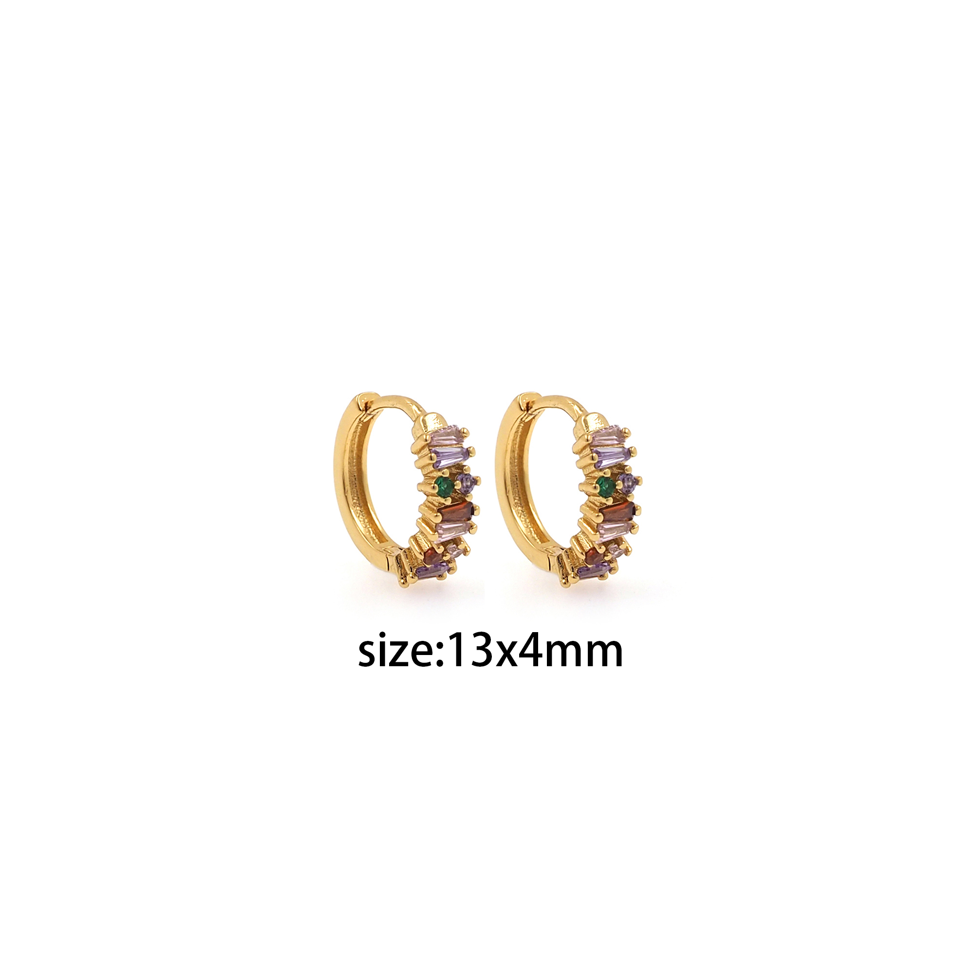 18K Gold Filled Colorful Zirconia Hoop Earrings,Minimalist Hoops,Gold Hoops,Dainty CZ Hoops Huggie,Gift for Her