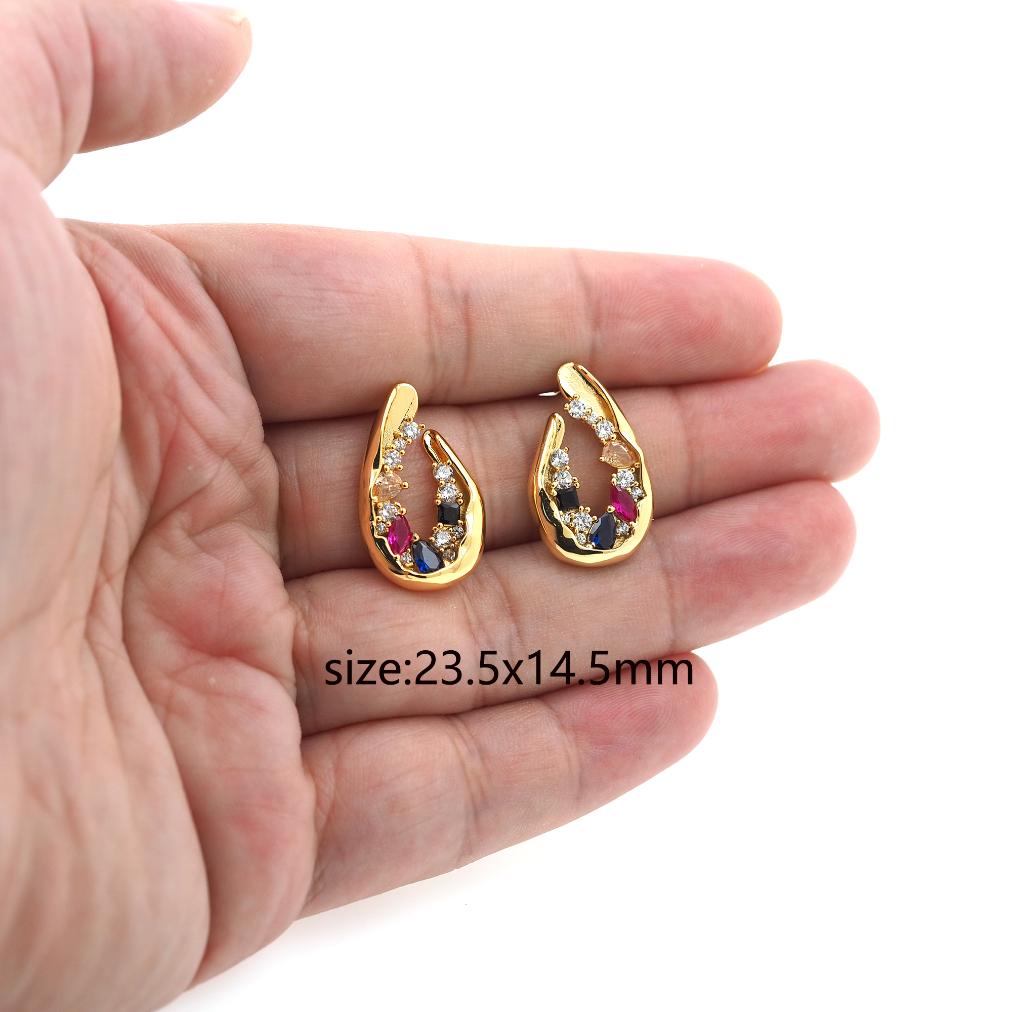 18K Gold Filled Teardrop Stud Earrings,CZ Micro Pave Teardrop Earrings,Dainty Earrings,Minimalist Earring,Gift for Wife