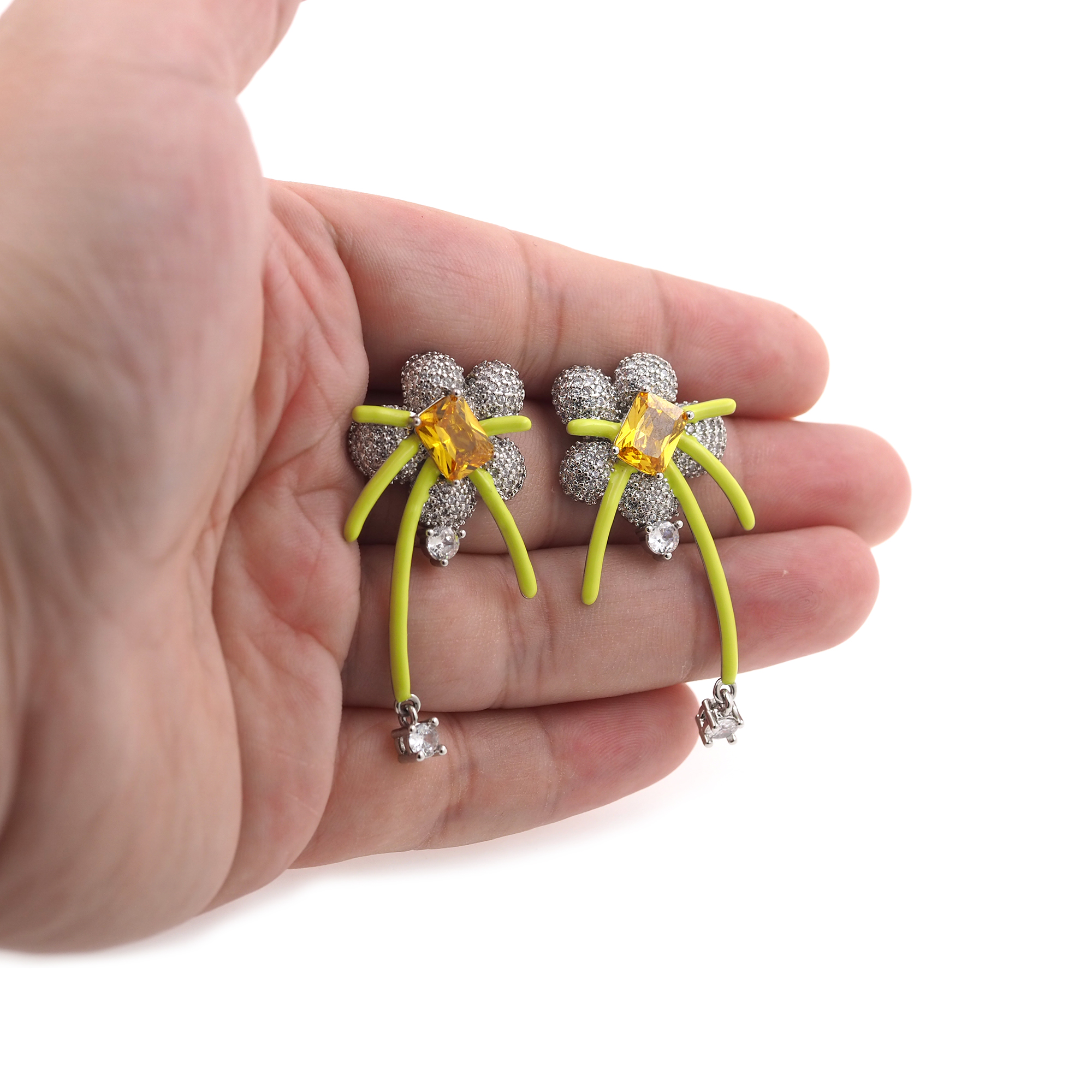 18K Gold Filled Flower Stud Earrings,CZ Micro Pave Flower Earrings,Minimalist Earring,Gift for Wife