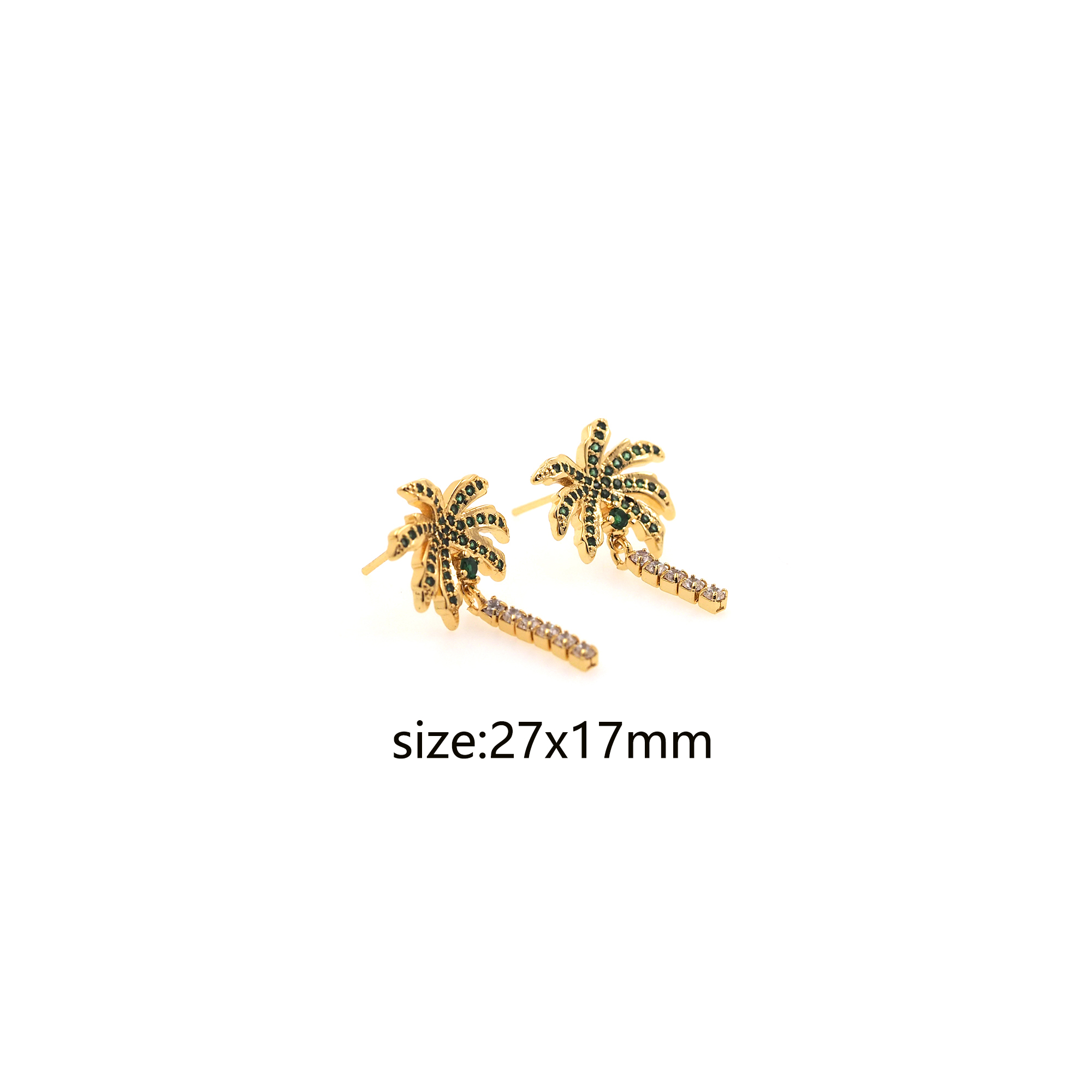 18K Gold Filled Coconut Tree Stud Earrings,CZ Micro Pave Coconut Tree Earrings,Dainty Earrings,Minimalist Earring,Gift for Wife