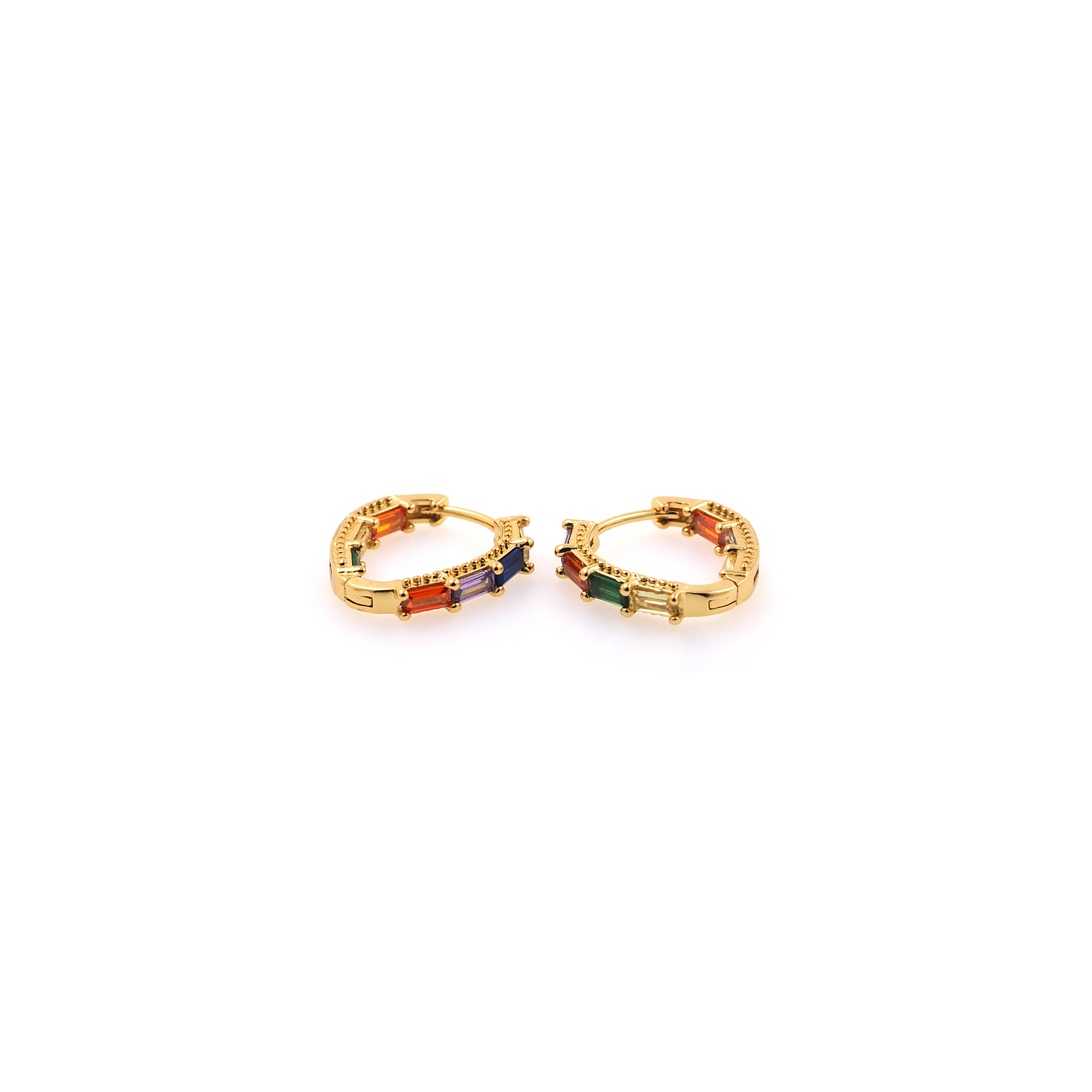 18K Gold Filled Colorful Zirconia Hoop Earrings,Minimalist Hoops,Gold Hoops,Dainty CZ Hoops Huggie,Gift for Her