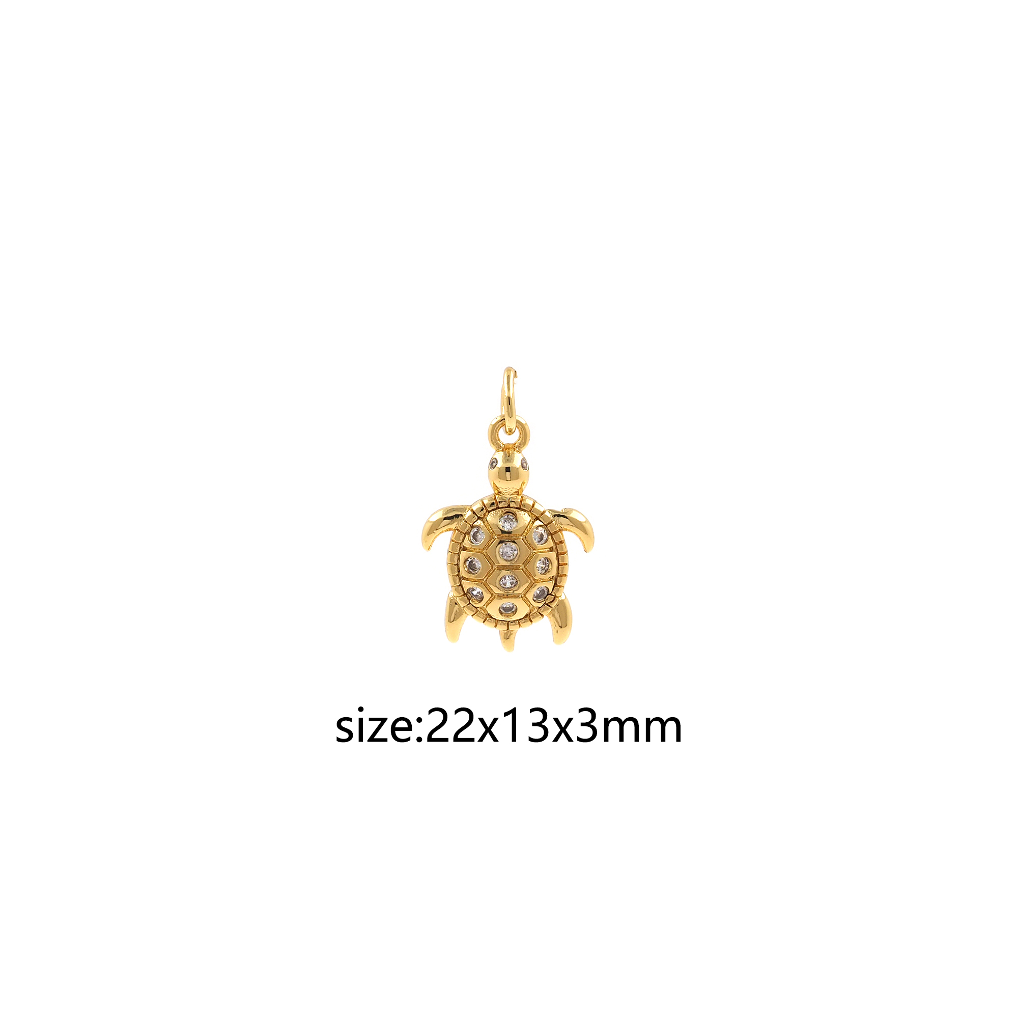 18K Gold Filled Turtle Pendant,CZ Micro Pave Turtle Charm Earrings Necklace for DIY Jewelry Making Supply