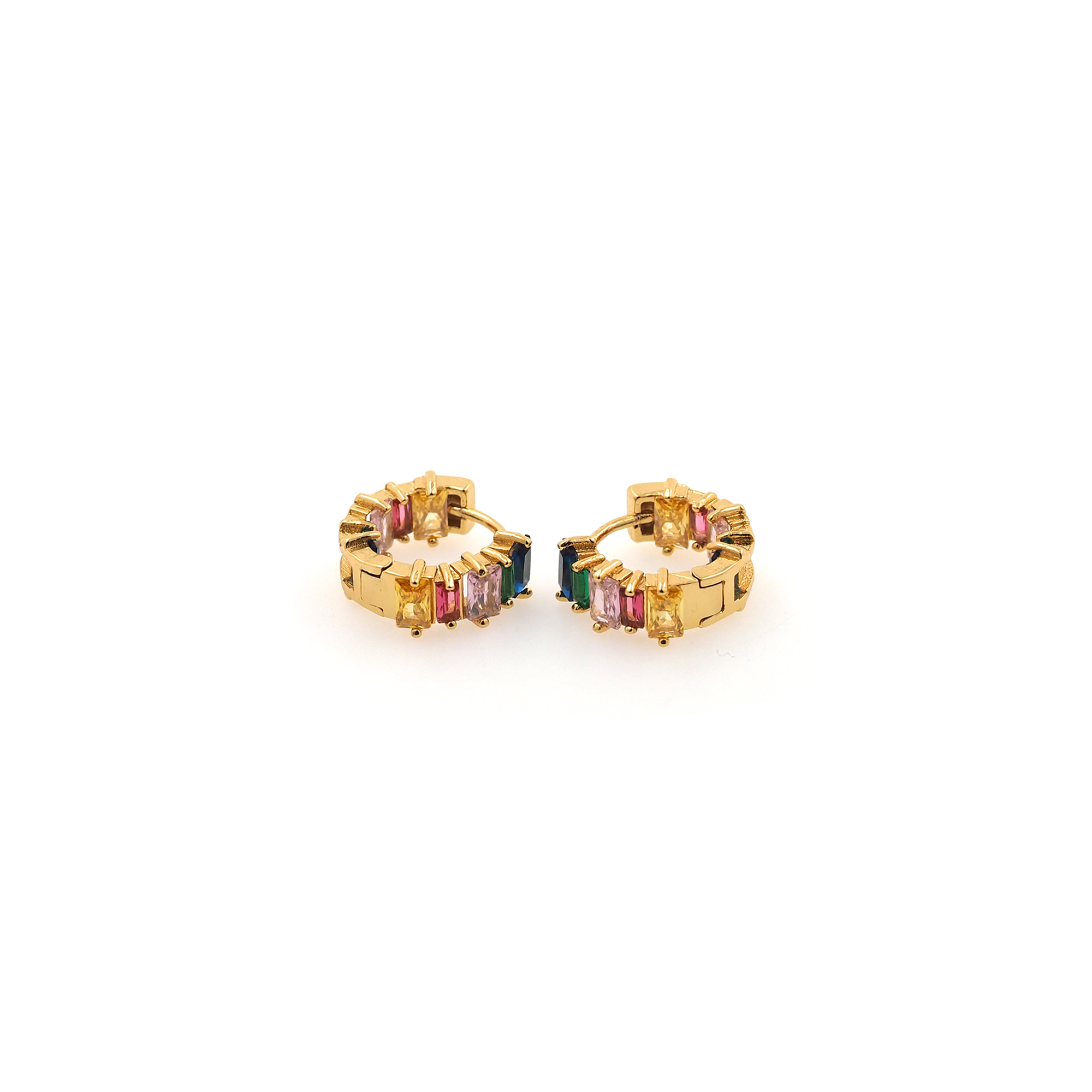 18K Gold Filled Colorful Zirconia Hoop Earrings,Minimalist Hoops,Gold Hoops,Dainty CZ Hoops Huggie,Gift for Her