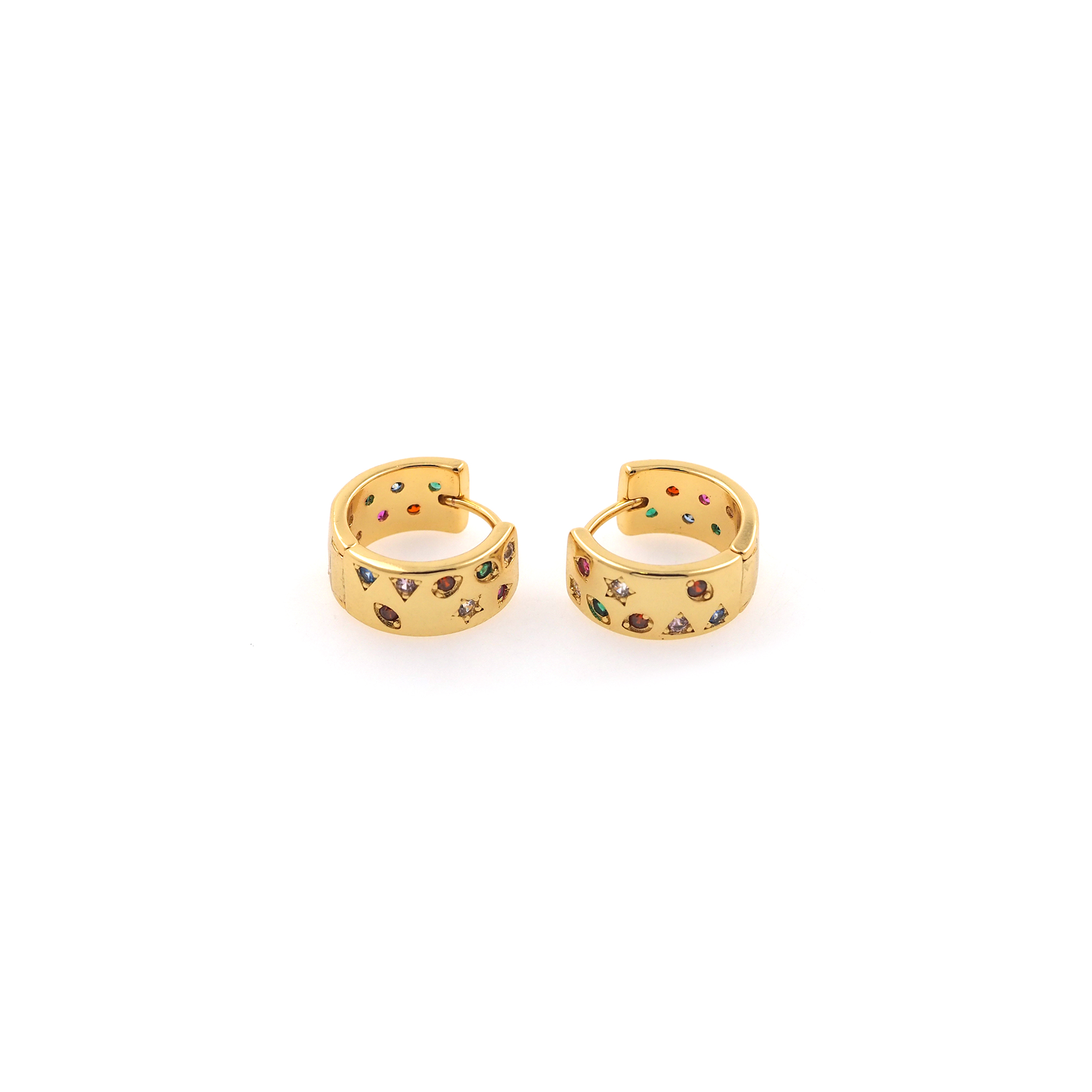 18K Gold Filled Star Hoop Earrings,Dainty Zirconia Earrings,Gold Celestial Hoops,Dainty CZ Hoops Huggie