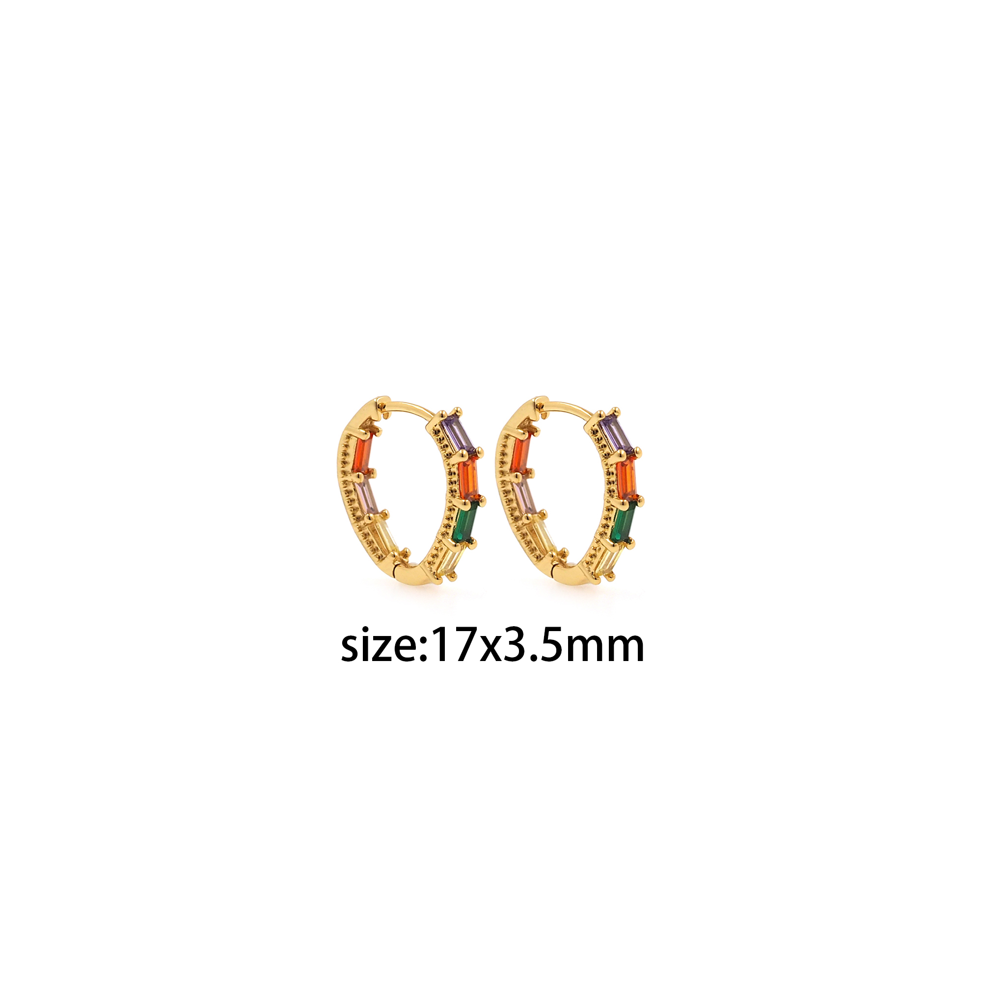 18K Gold Filled Colorful Zirconia Hoop Earrings,Minimalist Hoops,Gold Hoops,Dainty CZ Hoops Huggie,Gift for Her