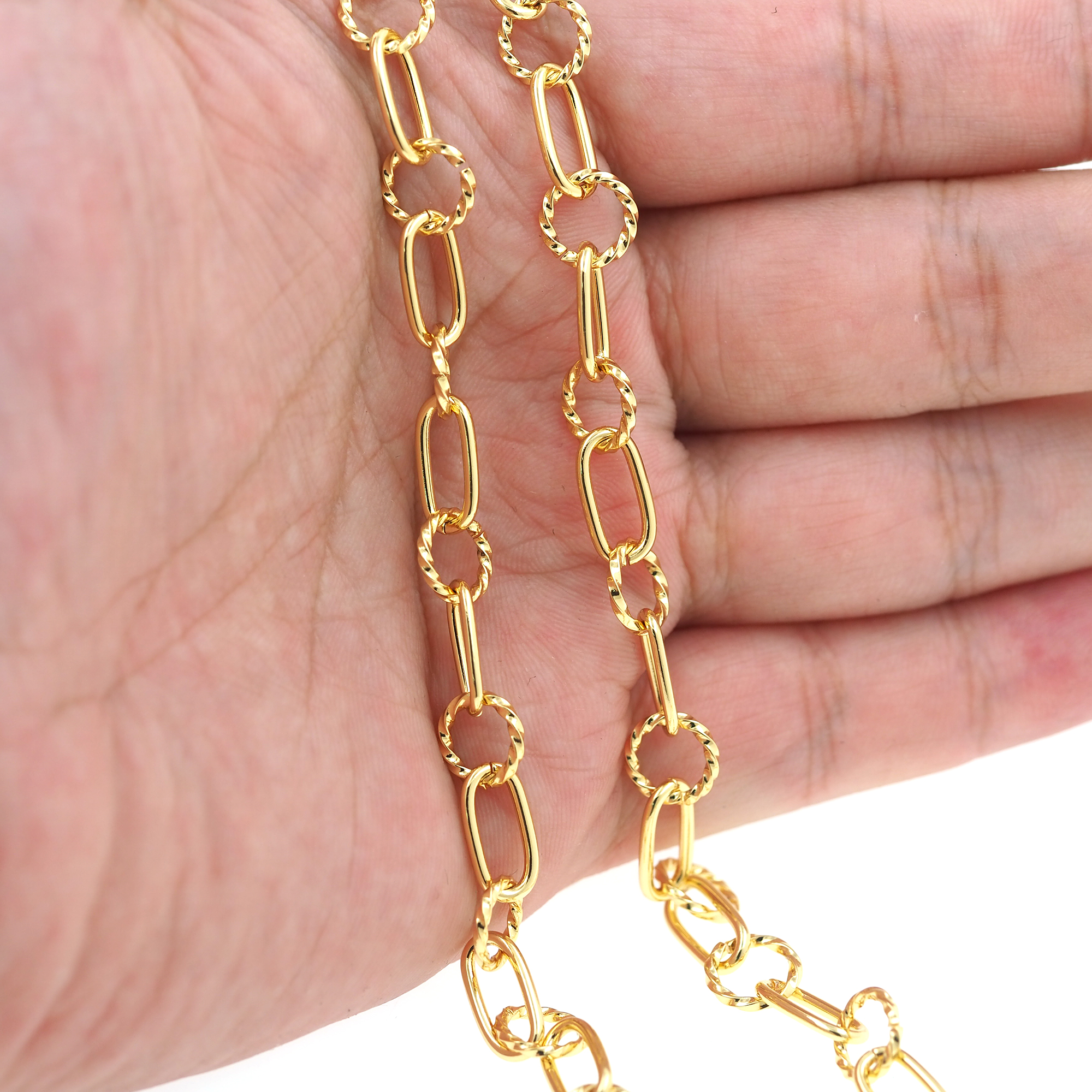 18K Gold Filled Cable Chain Necklace,Oval Chain,Dainty Thin Link Chain,Gold Paper Clip Chain Necklace for Women DIY Jewelry Making Supply