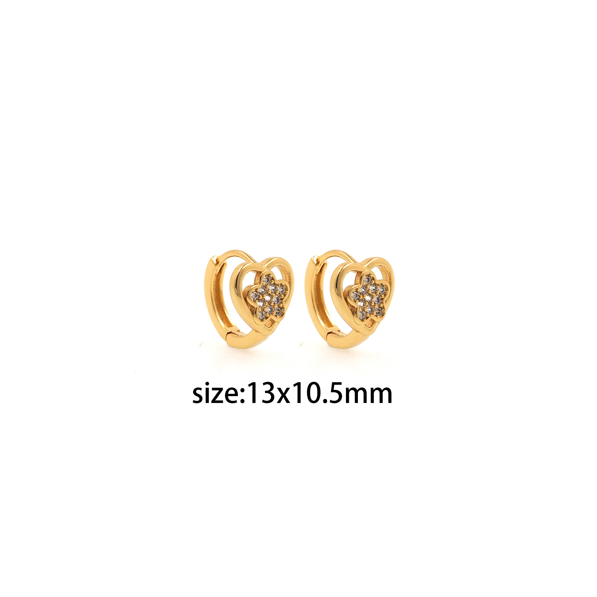 18K Gold Filled Heart Hoop Earrings,Dainty Zirconia Earrings,Gold Heart Hoops,Dainty CZ Hoops Huggie