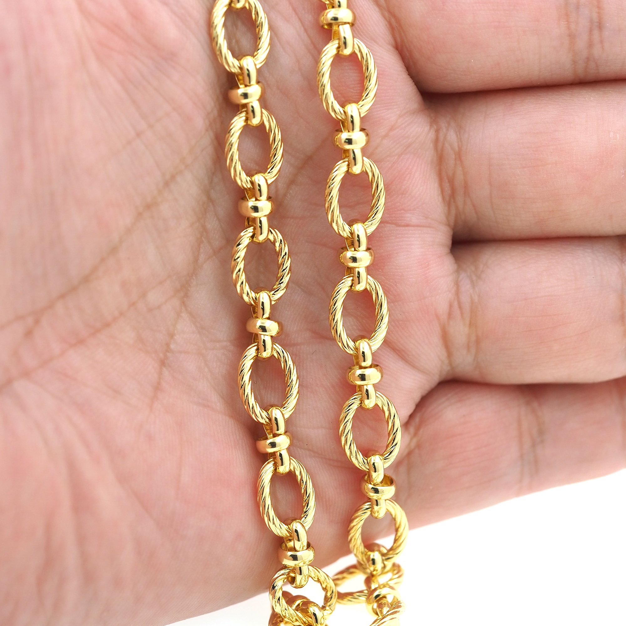 18K Gold Filled Cable Chain Necklace,Oval Chain,Dainty Thin Link Chain,Gold Twist Chain Necklace for Women DIY Jewelry Making Supply