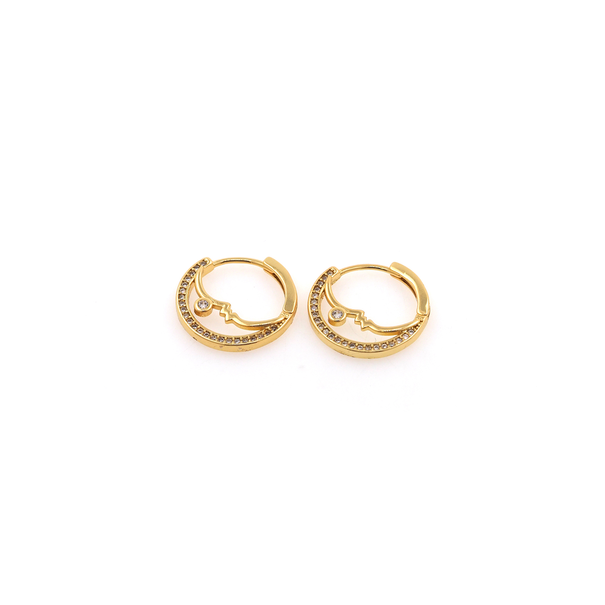 18K Gold Filled Moon Hoop Earrings,Celestial Hoops,CZ Moon Hoops,Minimalist Earrings,Gold Hoops