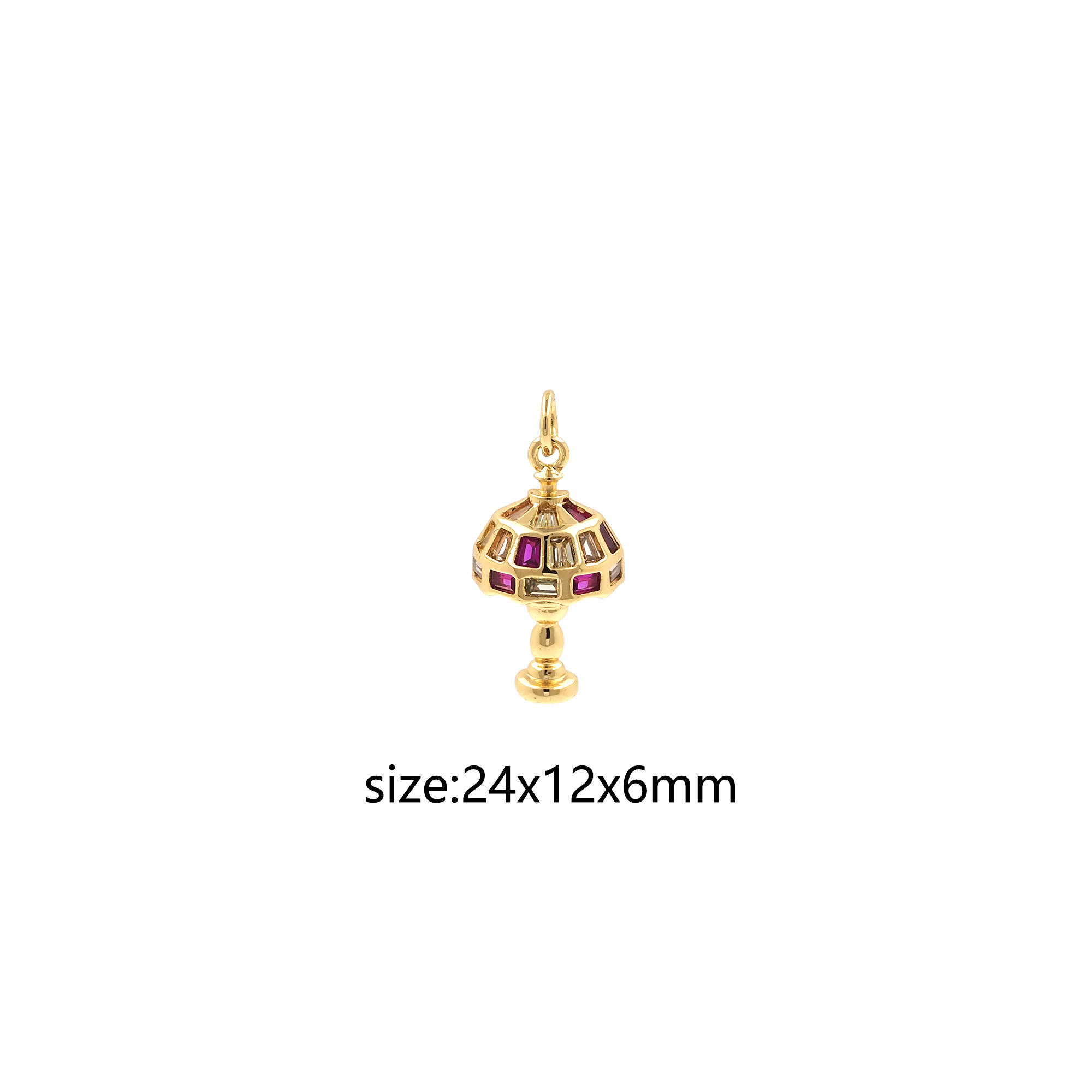 18K Gold Filled Table Lamp Pendant,CZ Micro Pave Lamp Charm Earrings Necklace for DIY Jewelry Making Supply