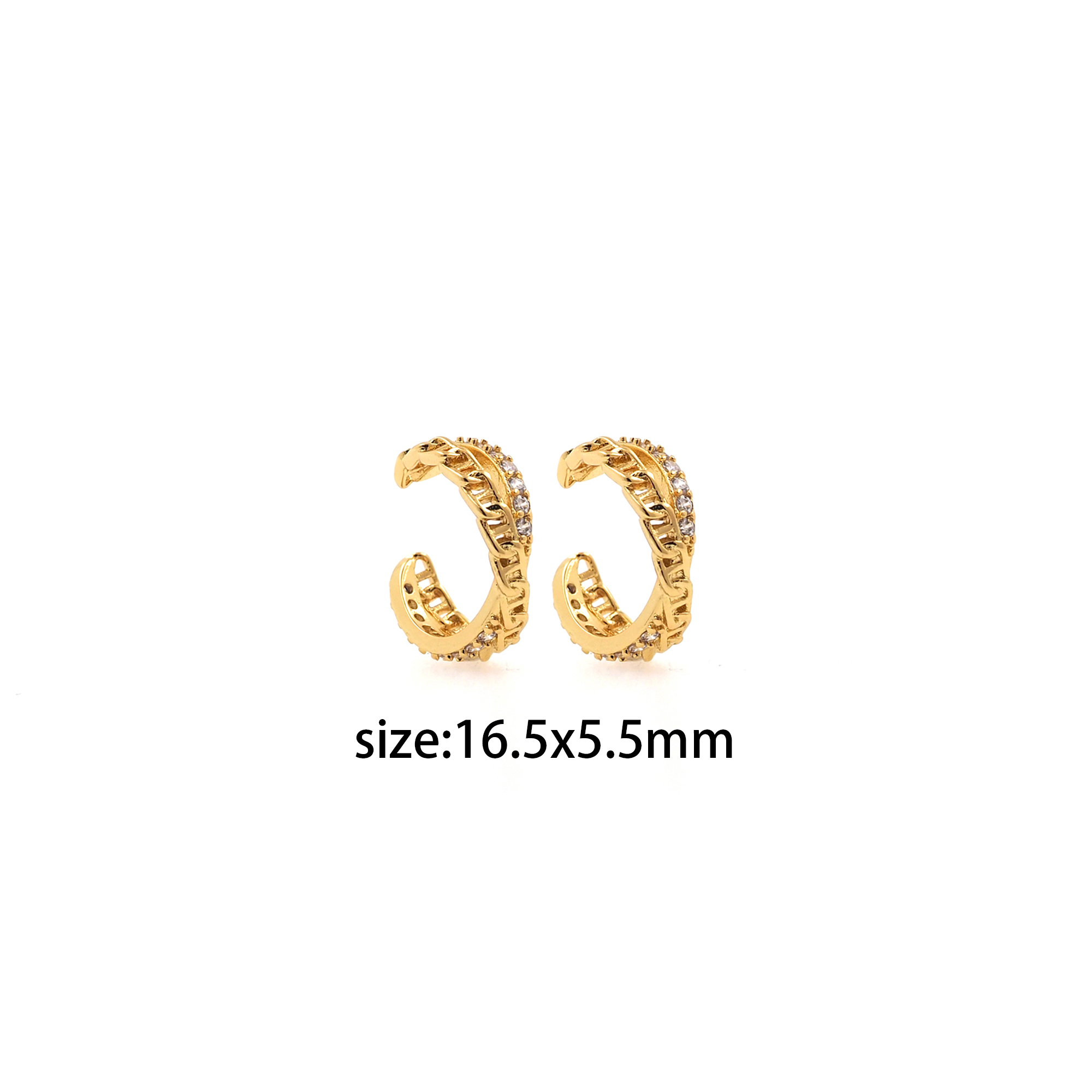 18K Gold Filled Ear Clip Earrings,CZ Ear Clips,Clip on Earrings,Minimalist Ear Cuff