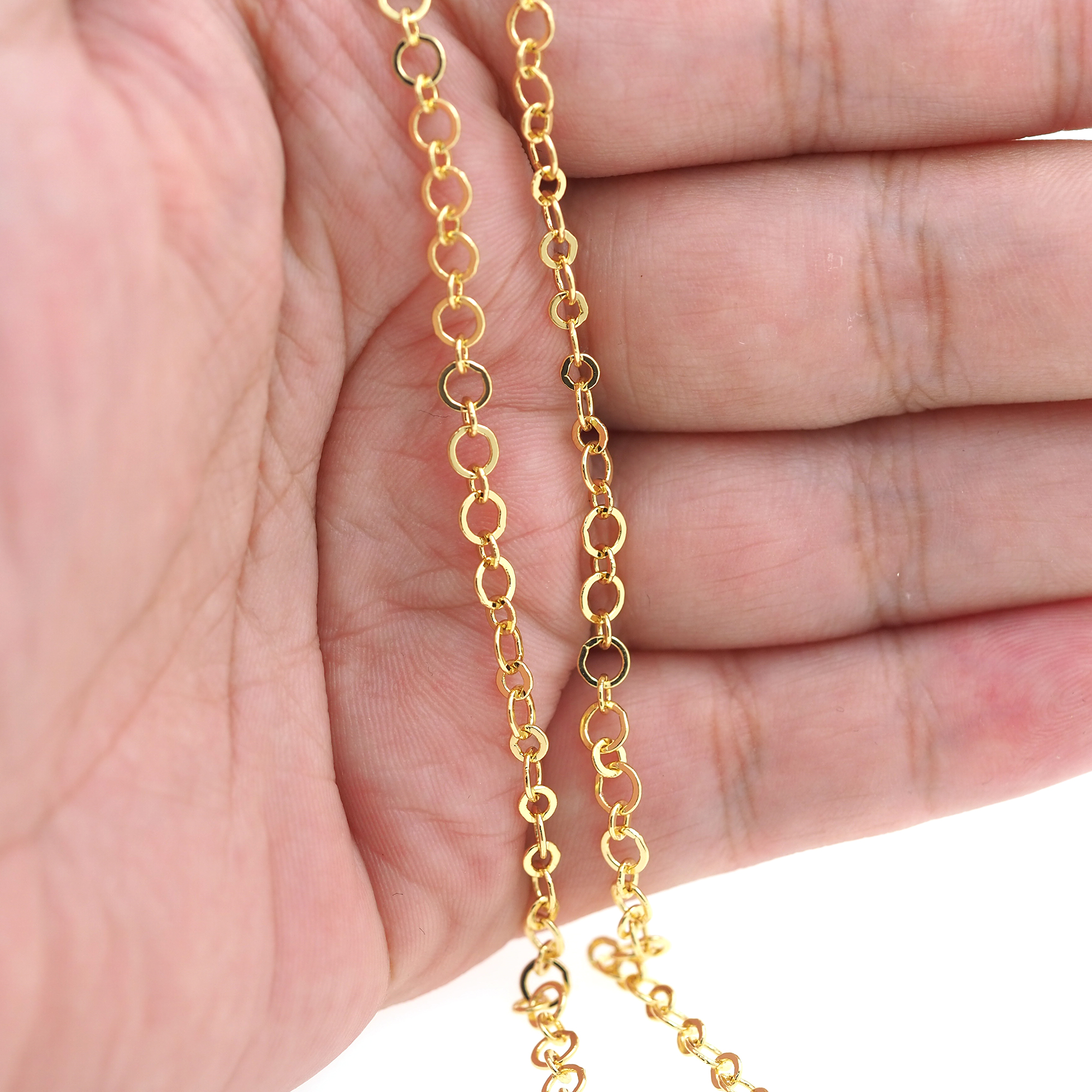 18K Gold Filled Round Chain Necklace,Dainty Thin Link Chain,Gold Rolo Chain Necklace for Women DIY Jewelry Making Supply