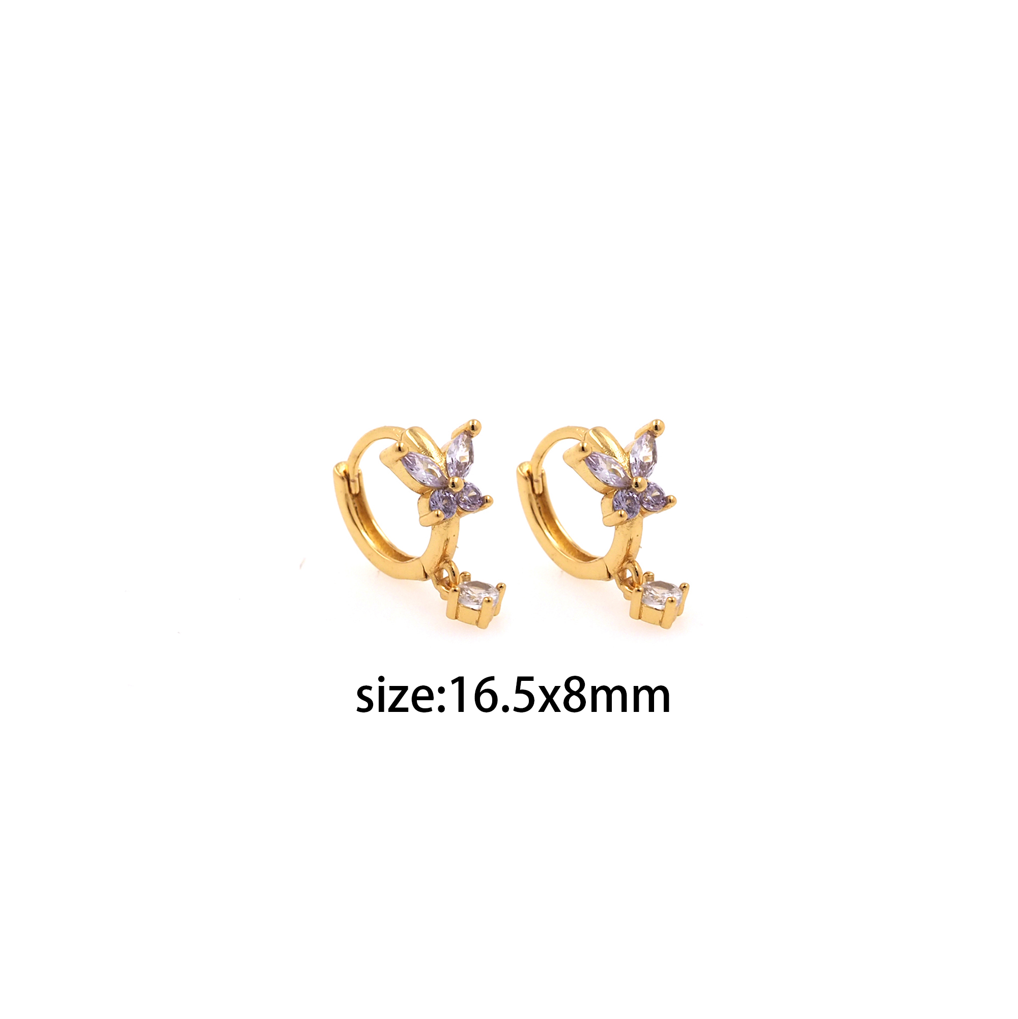 18K Gold Filled Butterfly Hoop Earrings,Dainty Zirconia Earrings,Gold Insect Hoops,Dainty CZ Hoops Huggie