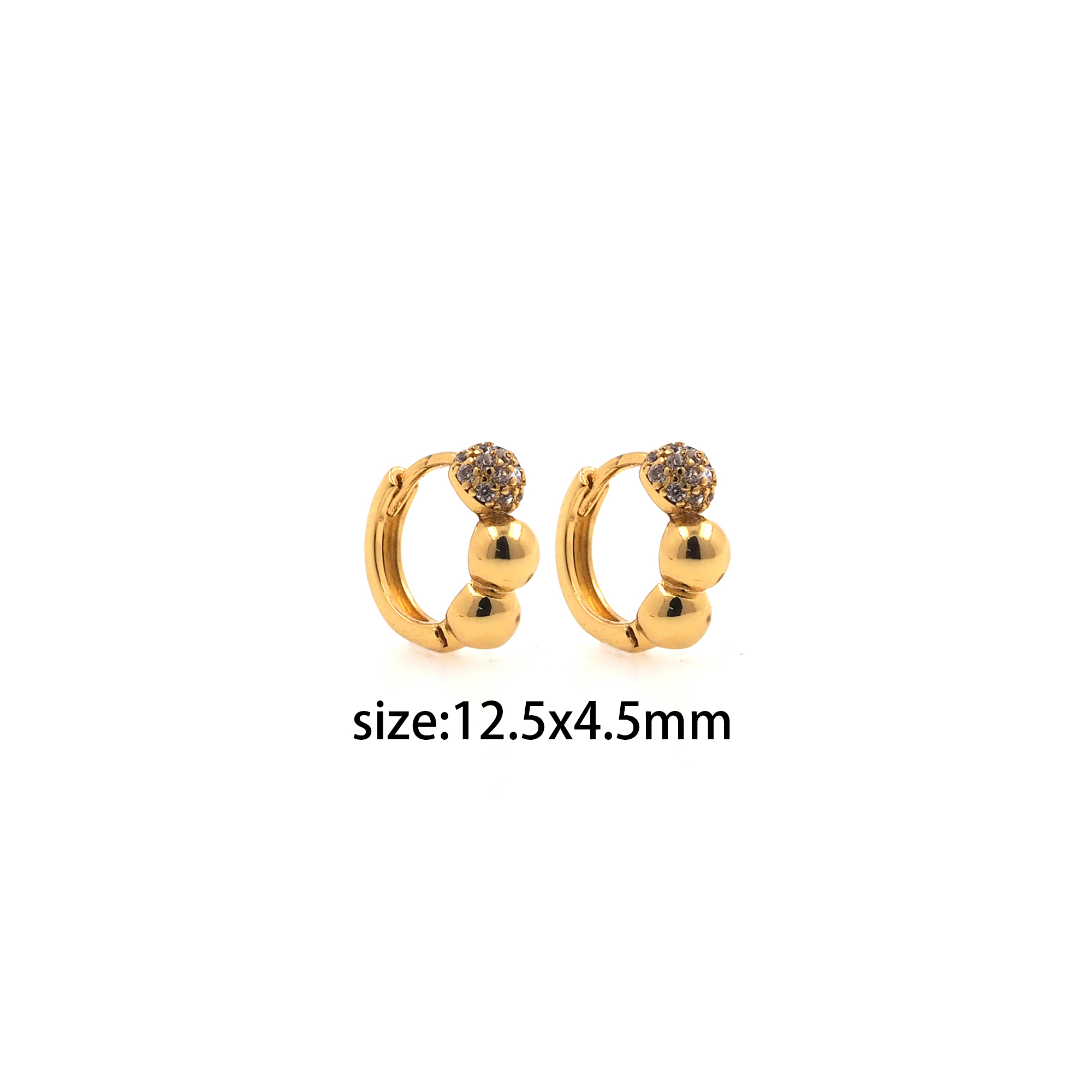 18K Gold Filled Ball Hoop Earrings,Beaded Hoops,Dainty Zirconia Earrings,Gold Hoops,Dainty CZ Hoops Huggie