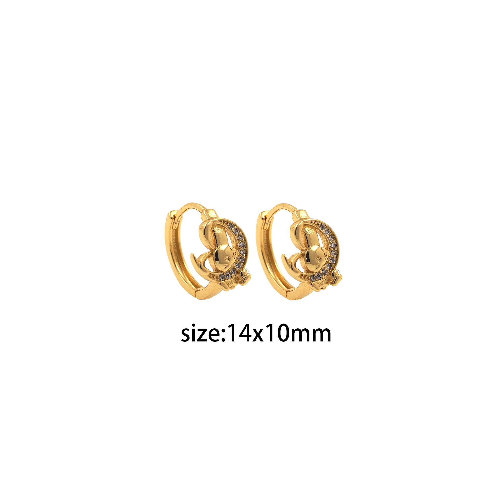 18K Gold Filled Rabbit Hoop Earrings,Animal Hoops,CZ Micro Pave Rabbit Hoops,Minimalist Earrings,Gold Hoops
