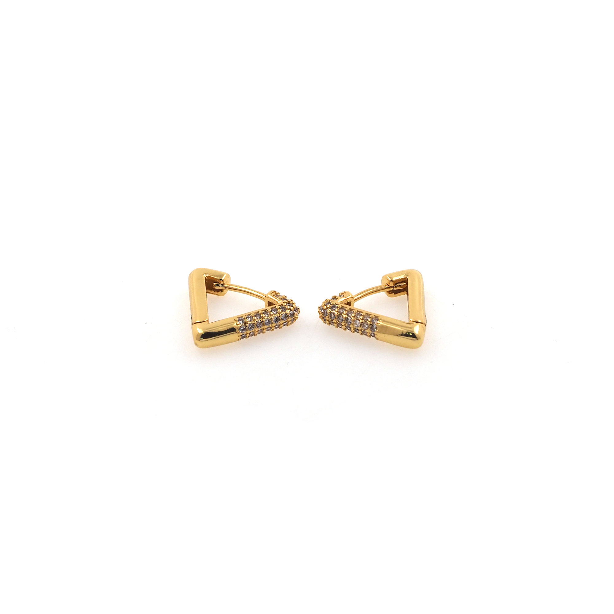 18K Gold Filled Triangle Earrings,CZ Hoops,Dainty Triangle Hoops,Minimalist Earrings,Gold Hoops