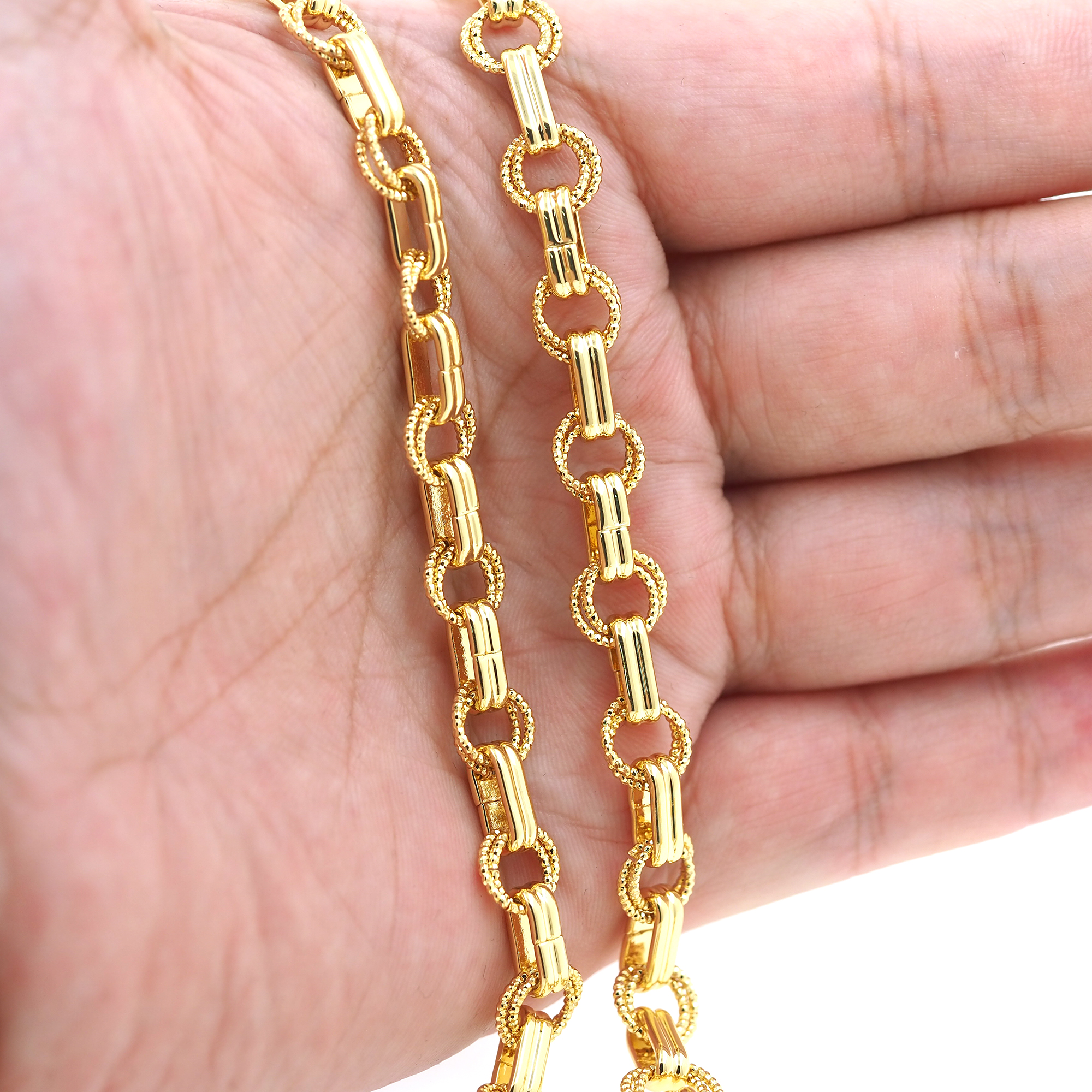 18K Gold Filled Double Chain Necklace,Dainty Thin Link Chain,Gold Cable Chain Necklace for Women DIY Jewelry Making Supply