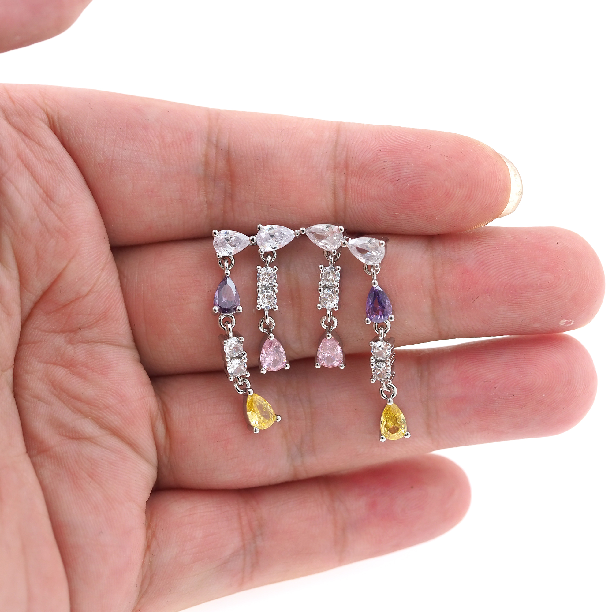 18K Gold Filled Fringe Stud Earrings,CZ Micro Pave Tassel Stud,Dainty Earrings,Minimalist Earring,Gift for Wife