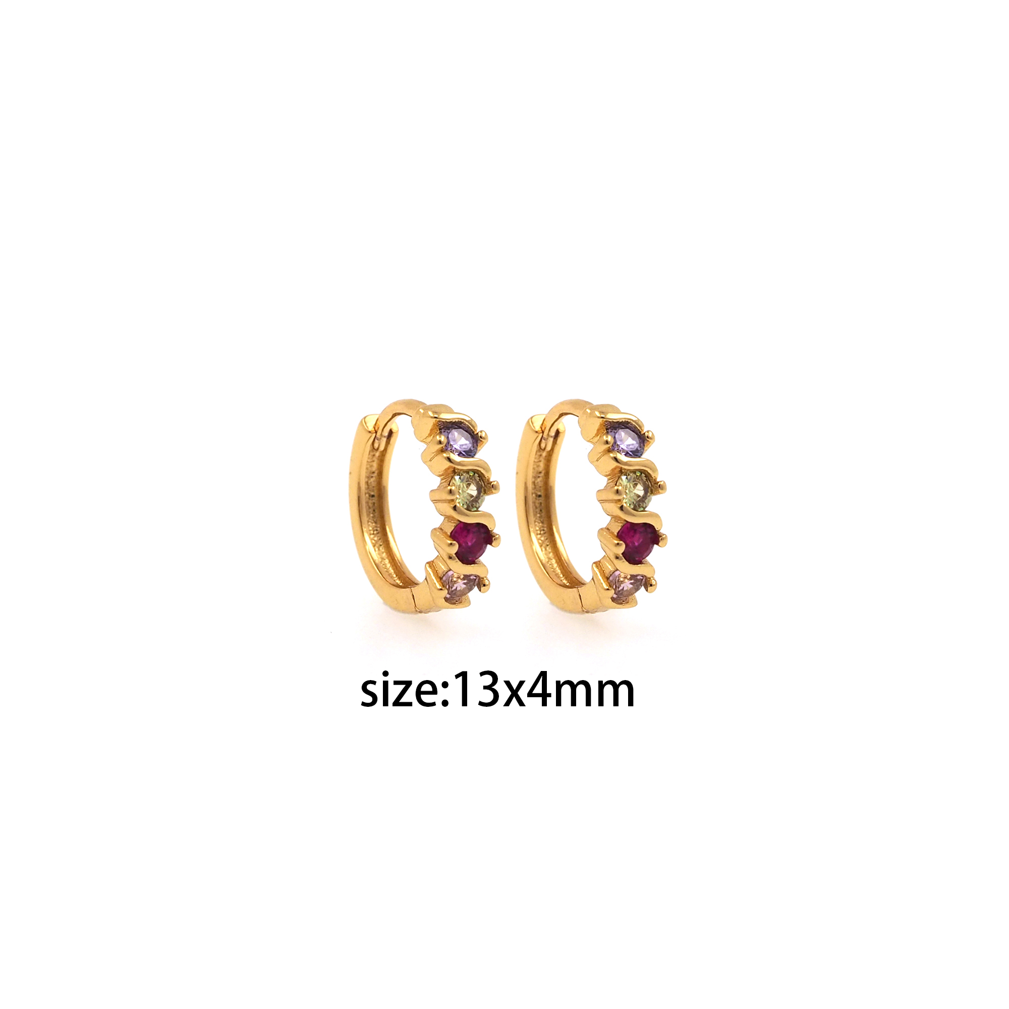 18K Gold Filled Colorful Zirconia Hoop Earrings,Minimalist Hoops,Gold Hoops,Dainty CZ Hoops Huggie,Gift for Her