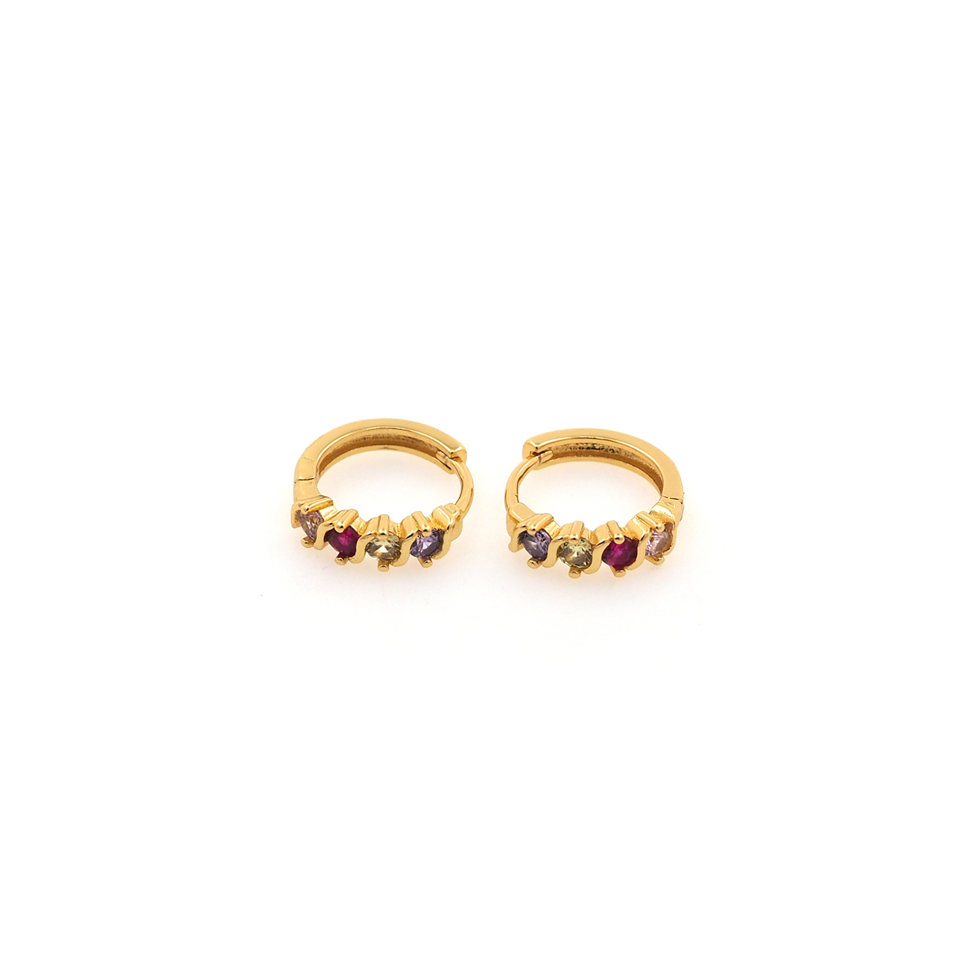 18K Gold Filled Colorful Zirconia Hoop Earrings,Minimalist Hoops,Gold Hoops,Dainty CZ Hoops Huggie,Gift for Her