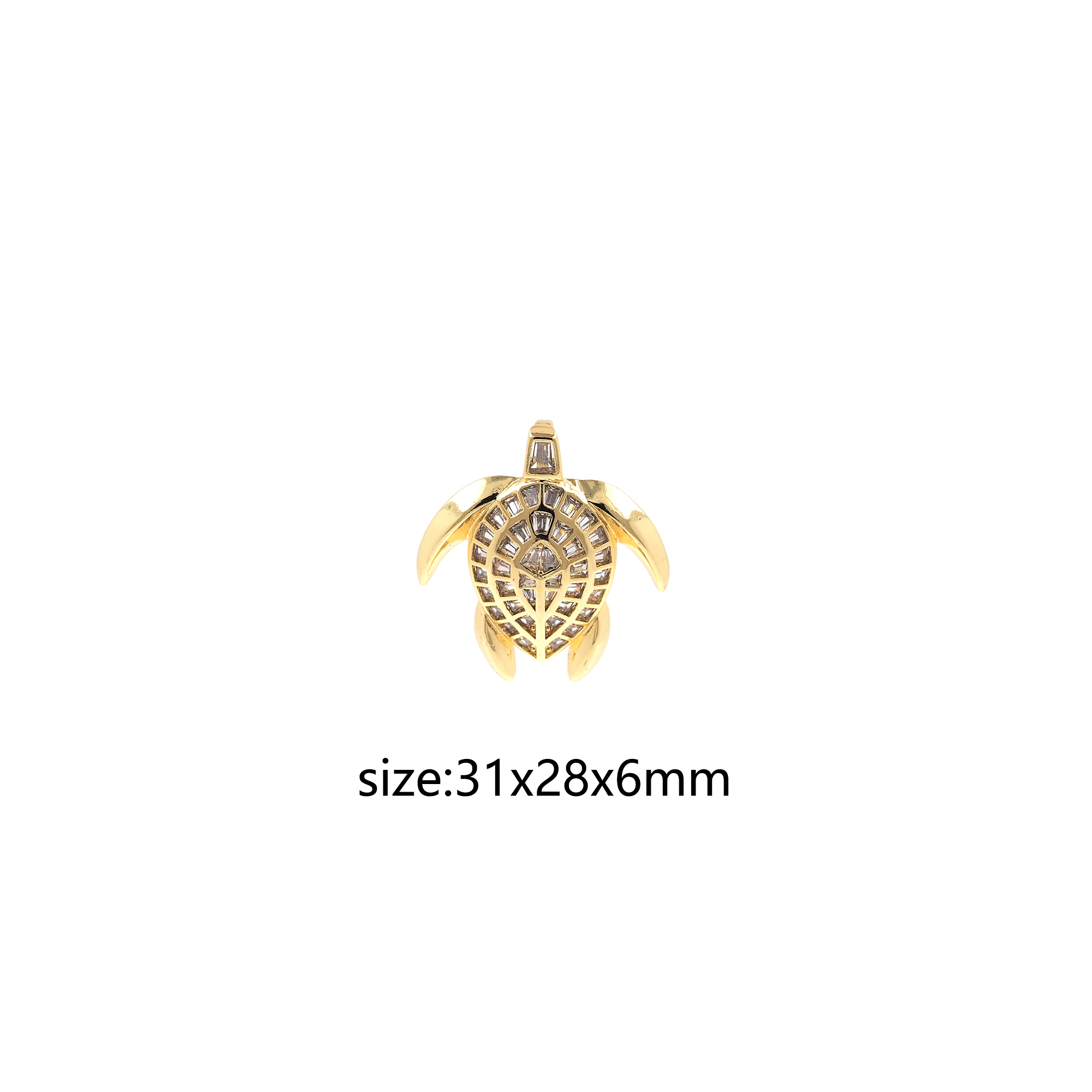 18K Gold Filled Turtle Pendant,CZ Micro Pave Turtle Charm Earrings Necklace for DIY Jewelry Making Supply