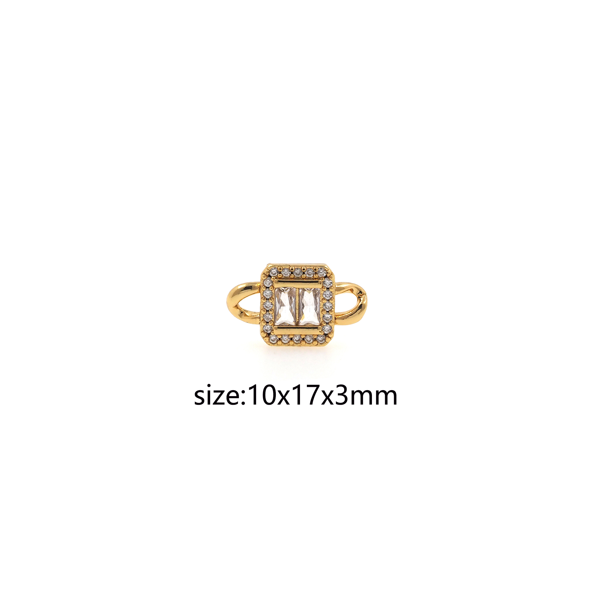 18K Gold Filled Square Connector,CZ Micro Pave Square Charm Necklace Bracelet for DIY Jewelry Making Supply