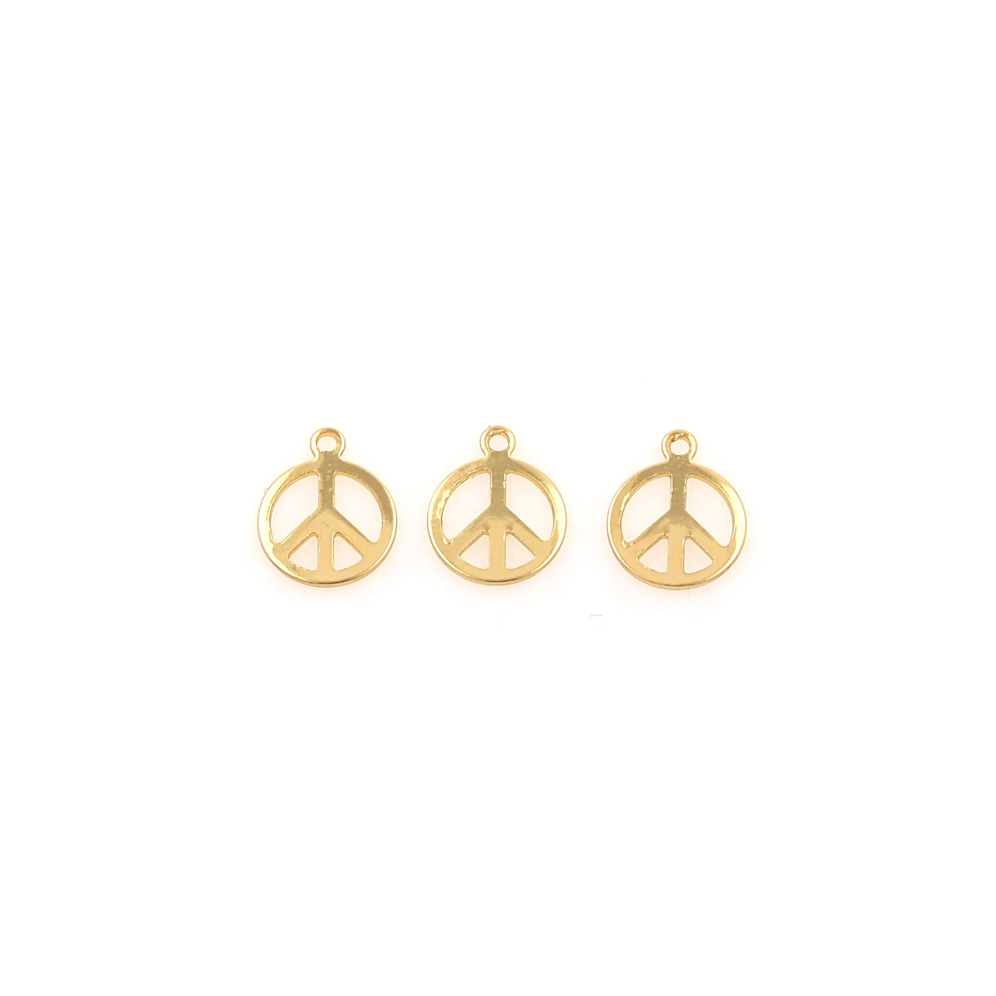 18K Gold Filled Peace Pendant,Dainty Symbol Charm Earrings Necklace for DIY Jewelry Making Supply