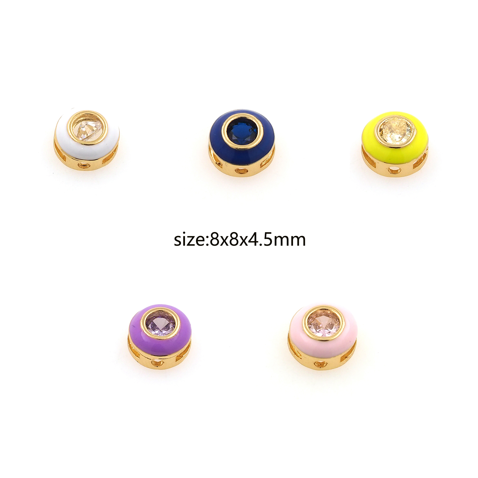 18K Gold Filled Round Spacer Beads,Enamel Round Bead for Bracelet Jewelry Necklace Making Supply