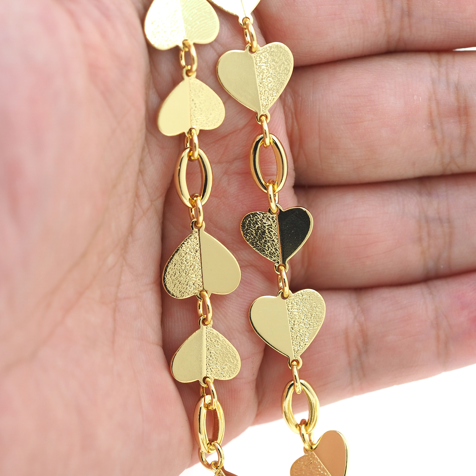 18K Gold Filled Heart Chain Necklace,Dainty Thin Link Chain,Gold Heart Chain Necklace for Women DIY Jewelry Making Supply