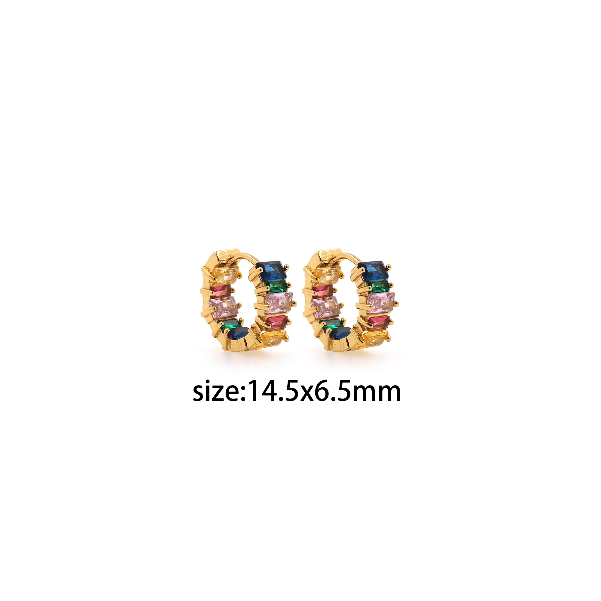 18K Gold Filled Colorful Zirconia Hoop Earrings,Minimalist Hoops,Gold Hoops,Dainty CZ Hoops Huggie,Gift for Her