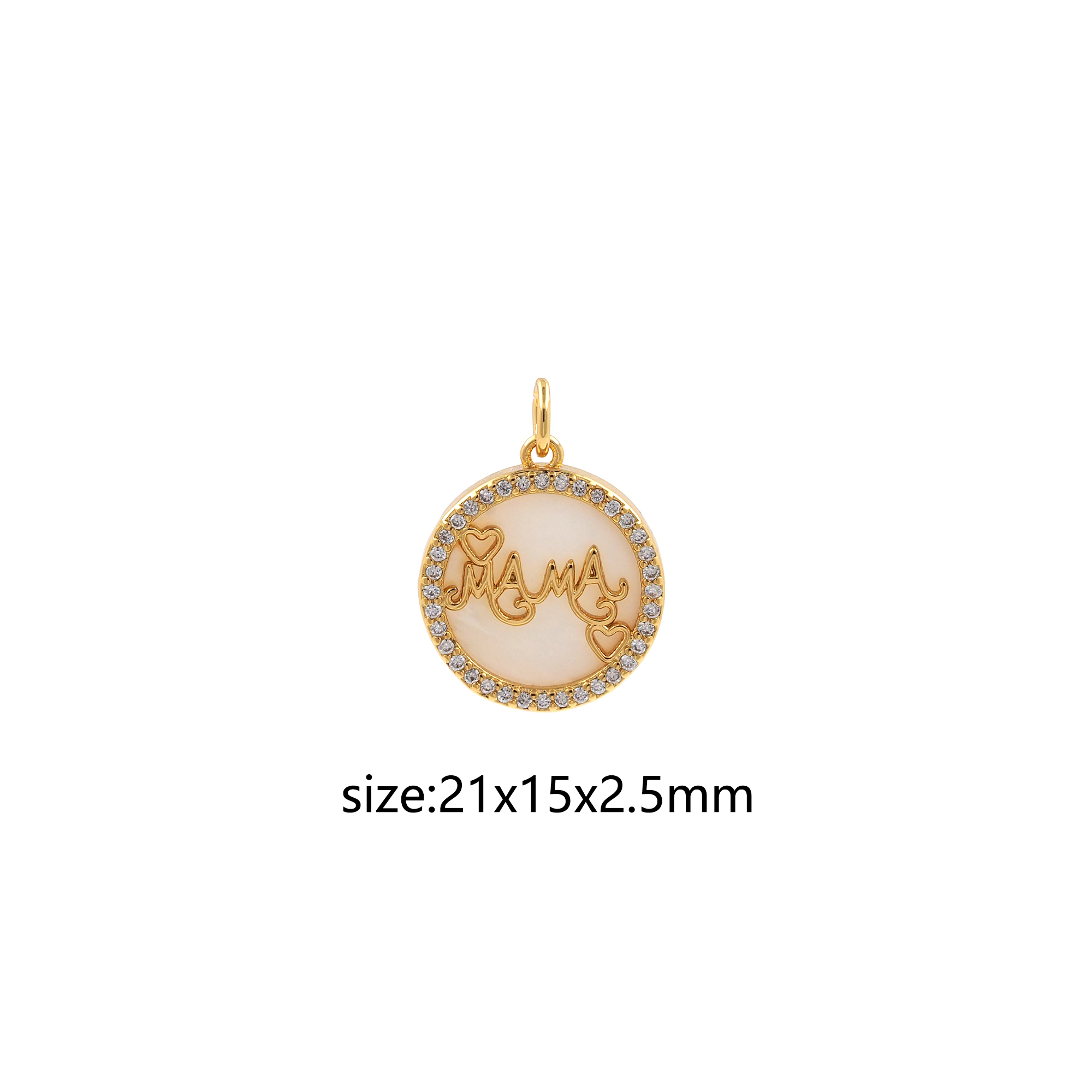 18K Gold Filled Mama Pendant,CZ Micro Pave Mama Charm Earrings Necklace for DIY Jewelry Making Supply