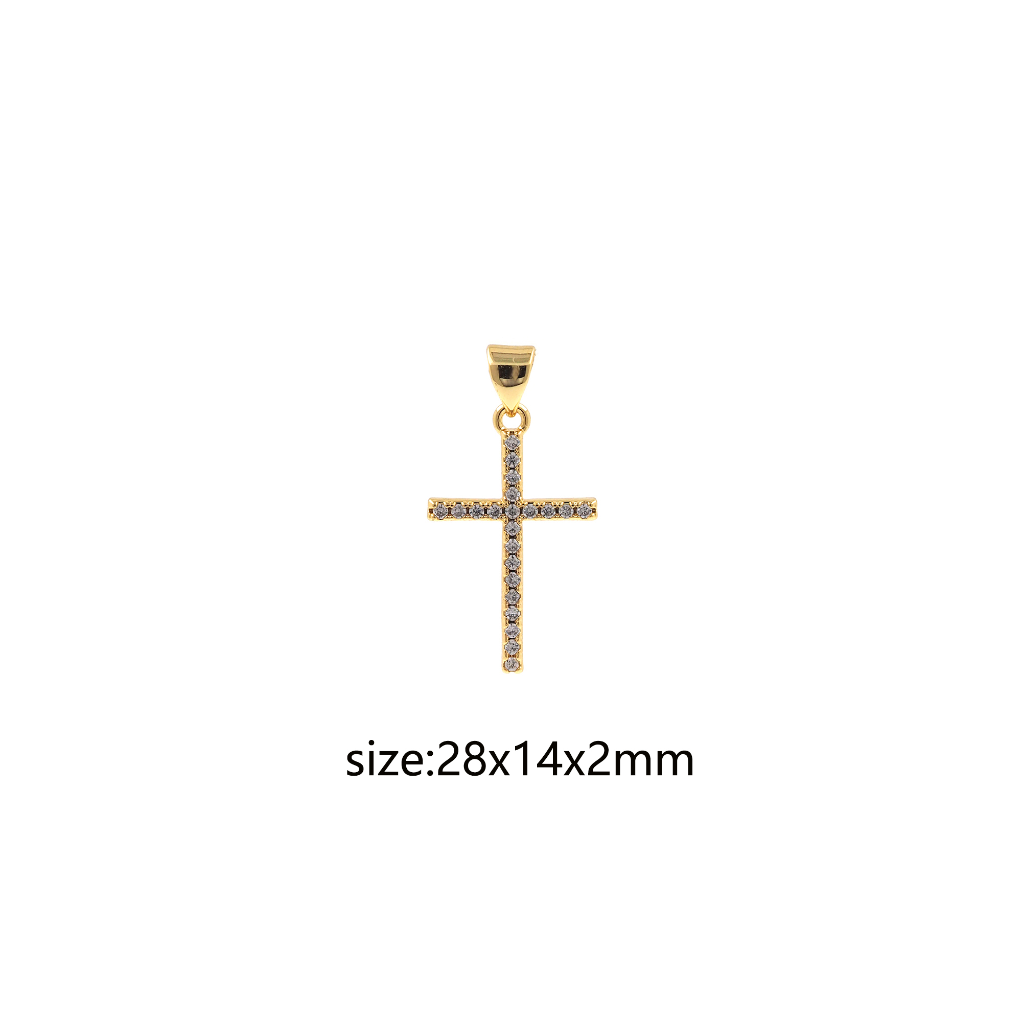 CZ Micro Pave Religious Pendant,18K Gold Filled Cross Charm Earrings Necklace for DIY Jewelry Making Supply
