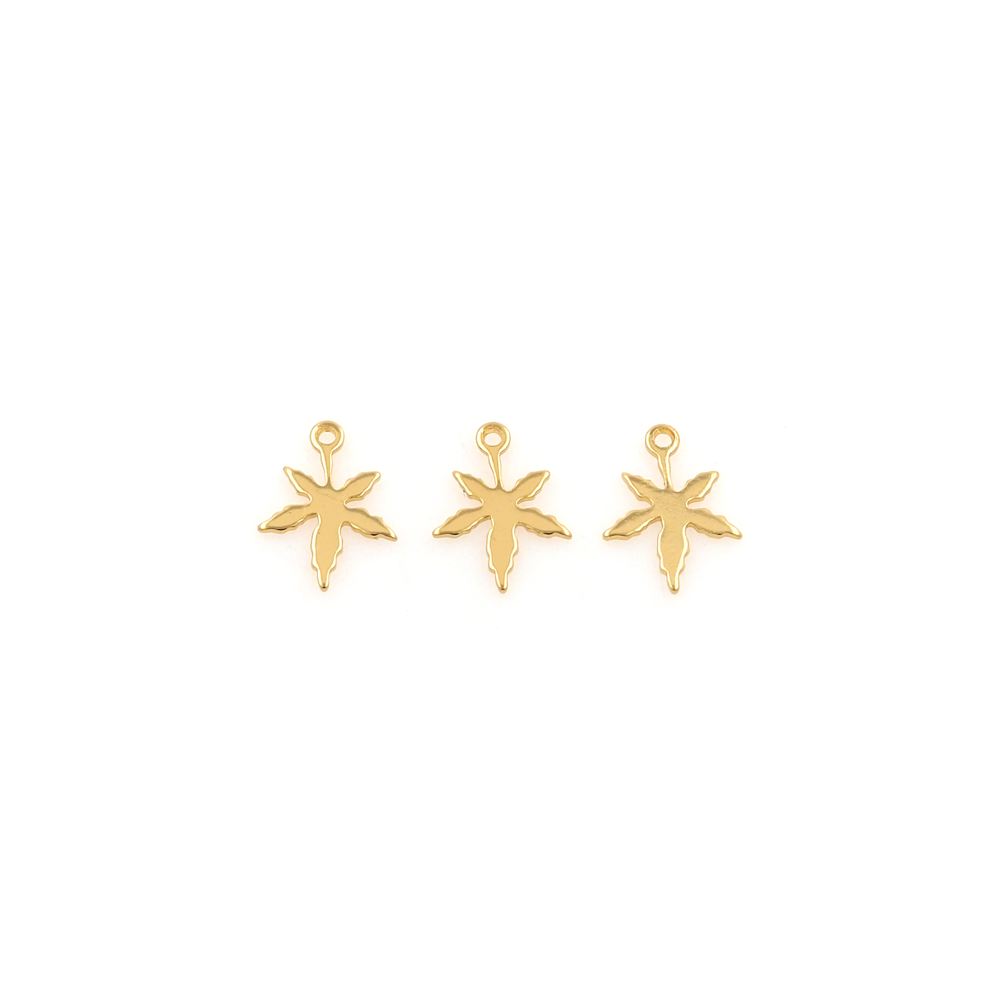 18K Gold Filled Maple Leaf Pendant,Dainty Maple Leaf Charm Earrings Necklace for DIY Jewelry Making Supply