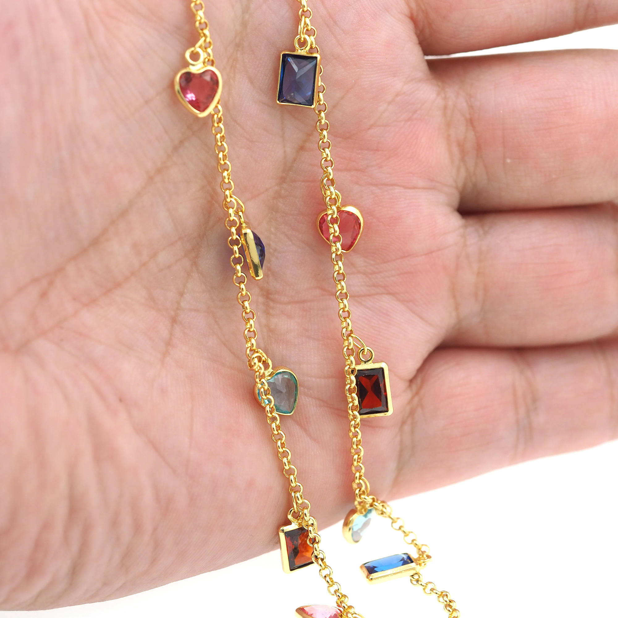 18K Gold Filled Heart Chain Necklace,Dainty Thin Link Chain,CZ Heart Chain Necklace for Women DIY Jewelry Making Supply