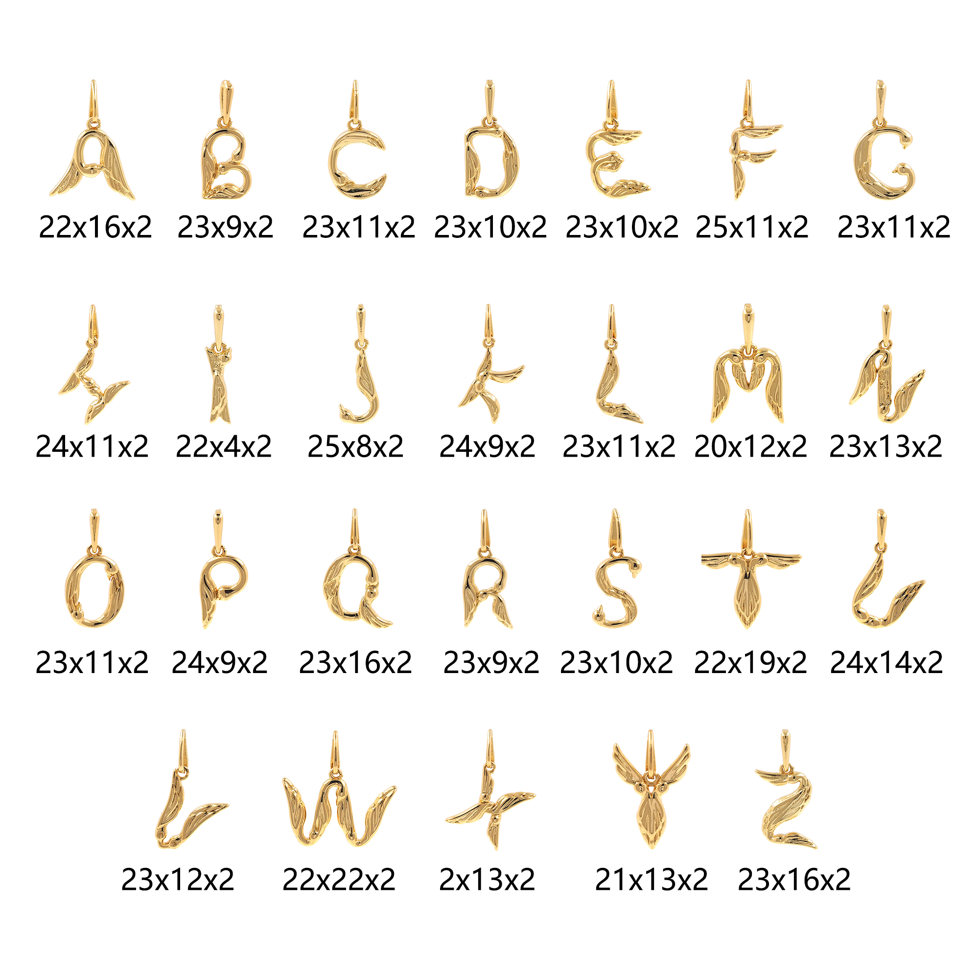 18K Gold Filled Initial Pendant,Letter Charm Earrings Necklace for DIY Jewelry Making Supply