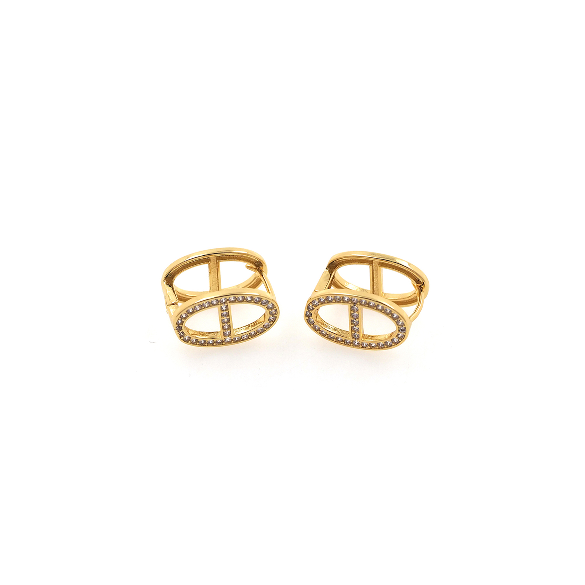 18K Gold Filled Oval Hoop Earrings,Dainty Zirconia Earrings,Gold Hoops,Dainty CZ Hoops Huggie