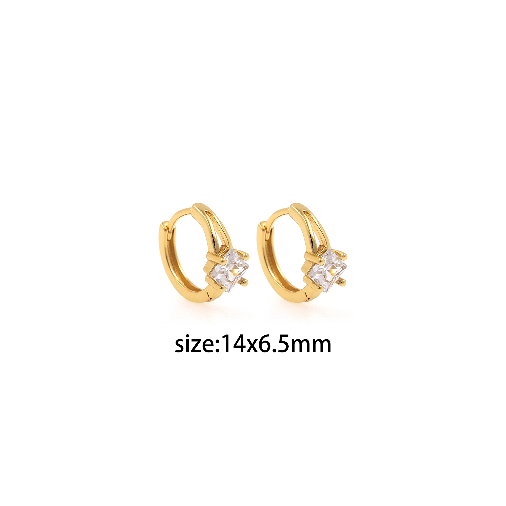 18K Gold Filled Square Hoop Earrings,Dainty Zirconia Earrings,Gold Hoops,Dainty CZ Hoops Huggie