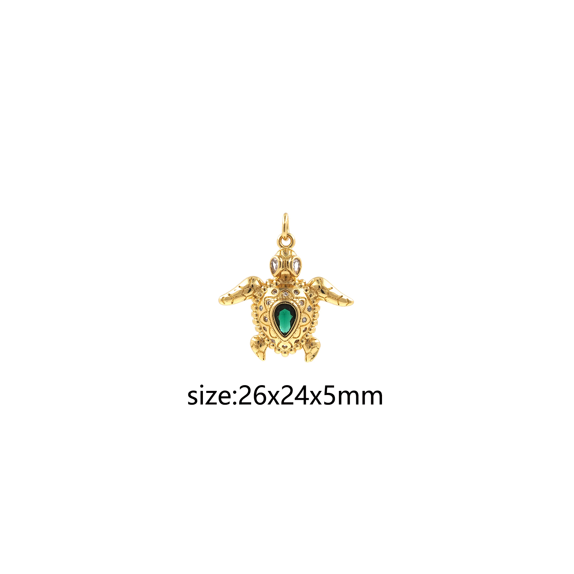 18K Gold Filled Turtle Pendant,CZ Micro Pave Turtle Charm Earrings Necklace for DIY Jewelry Making Supply