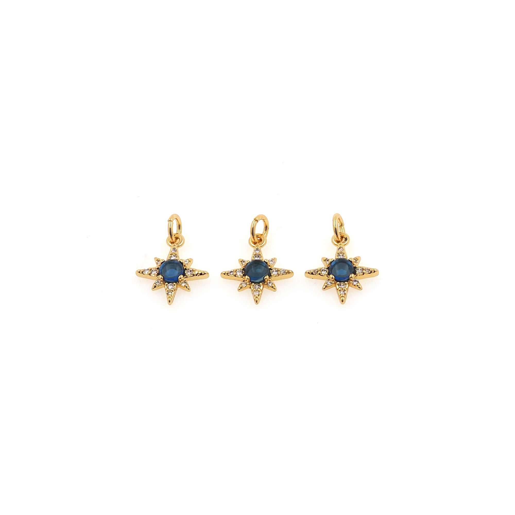 18K Gold Filled North Star Pendant,CZ Micro Pave Celestial Charm Earrings Necklace for DIY Jewelry Making Supply